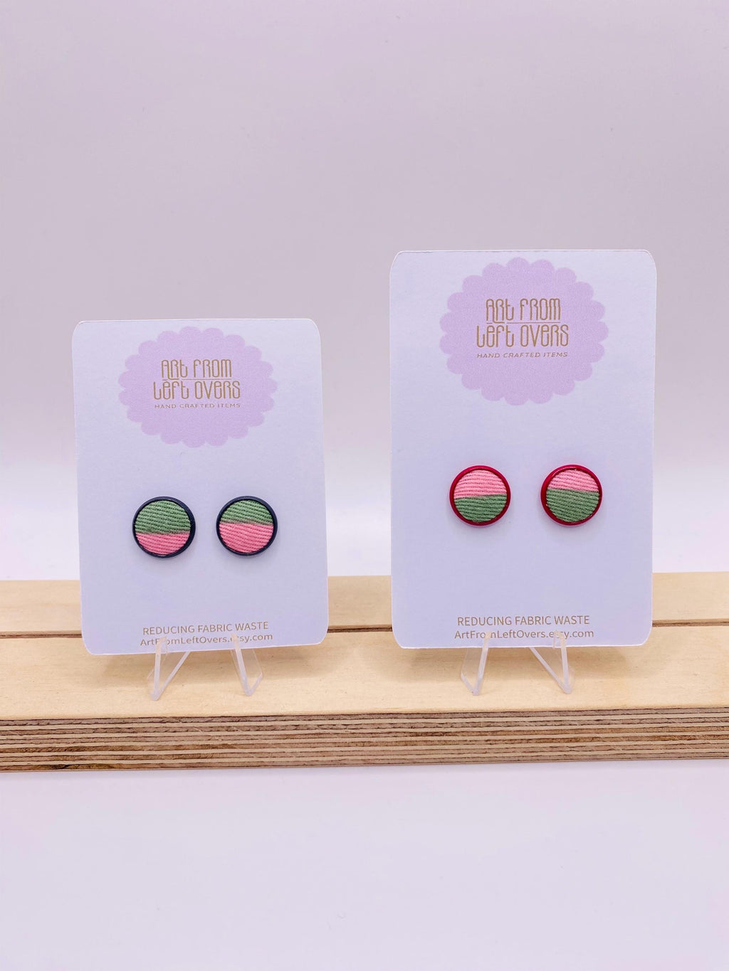 Stud Earrings. Colourful Fabric Collection –Zero Waste