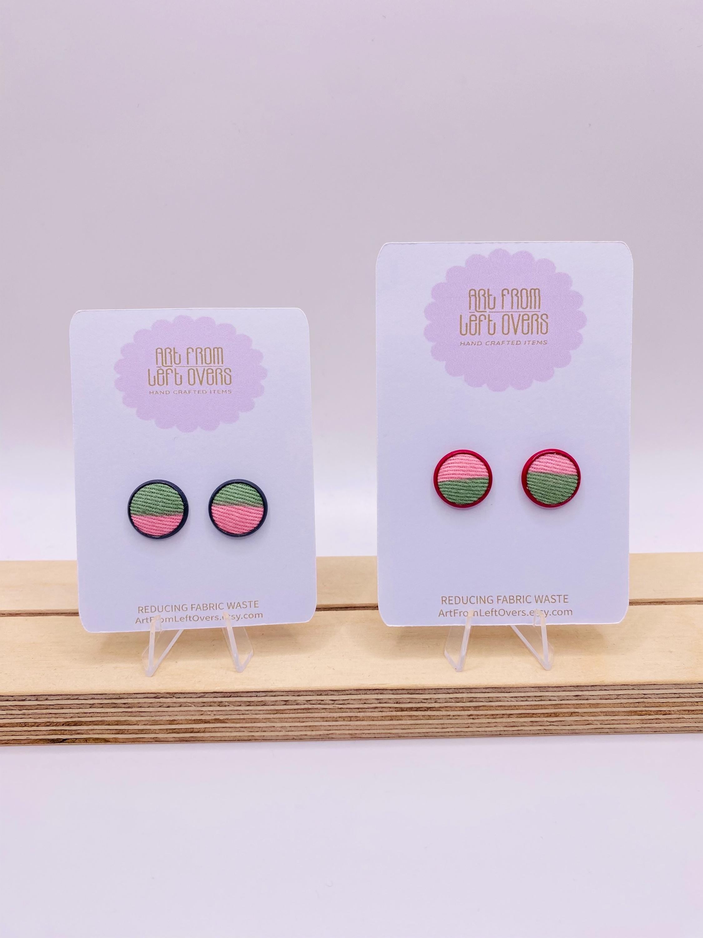 Stud Earrings. Colourful Fabric Collection –Zero Waste