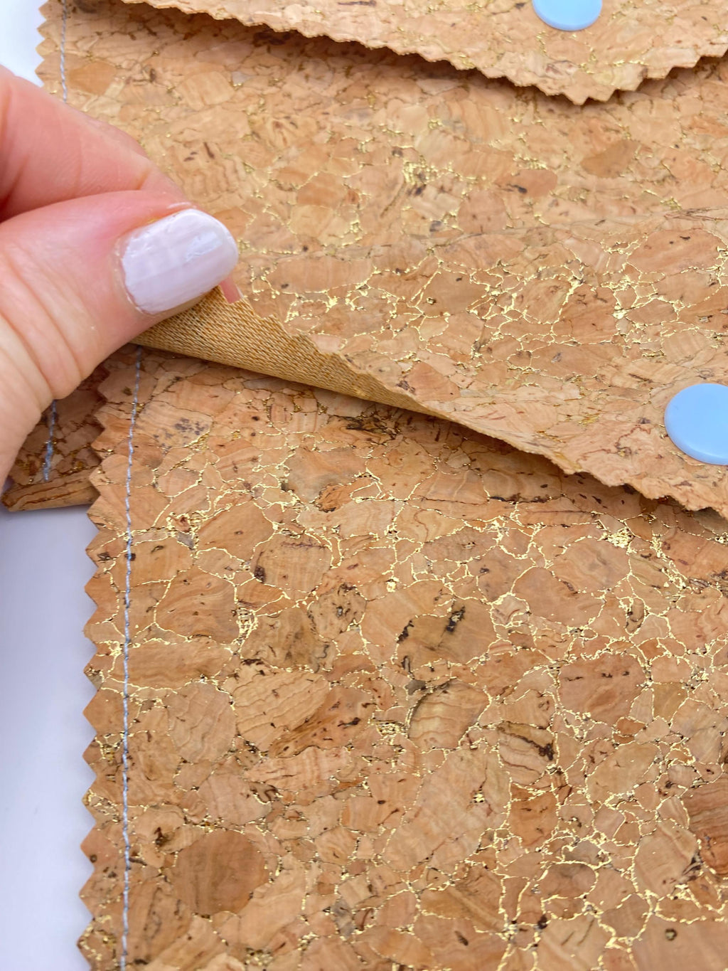 Handbag Organiser. Handmade Cork Large Wallet with Gold Flecks-Vegan Leather Phone, Documents Holder.