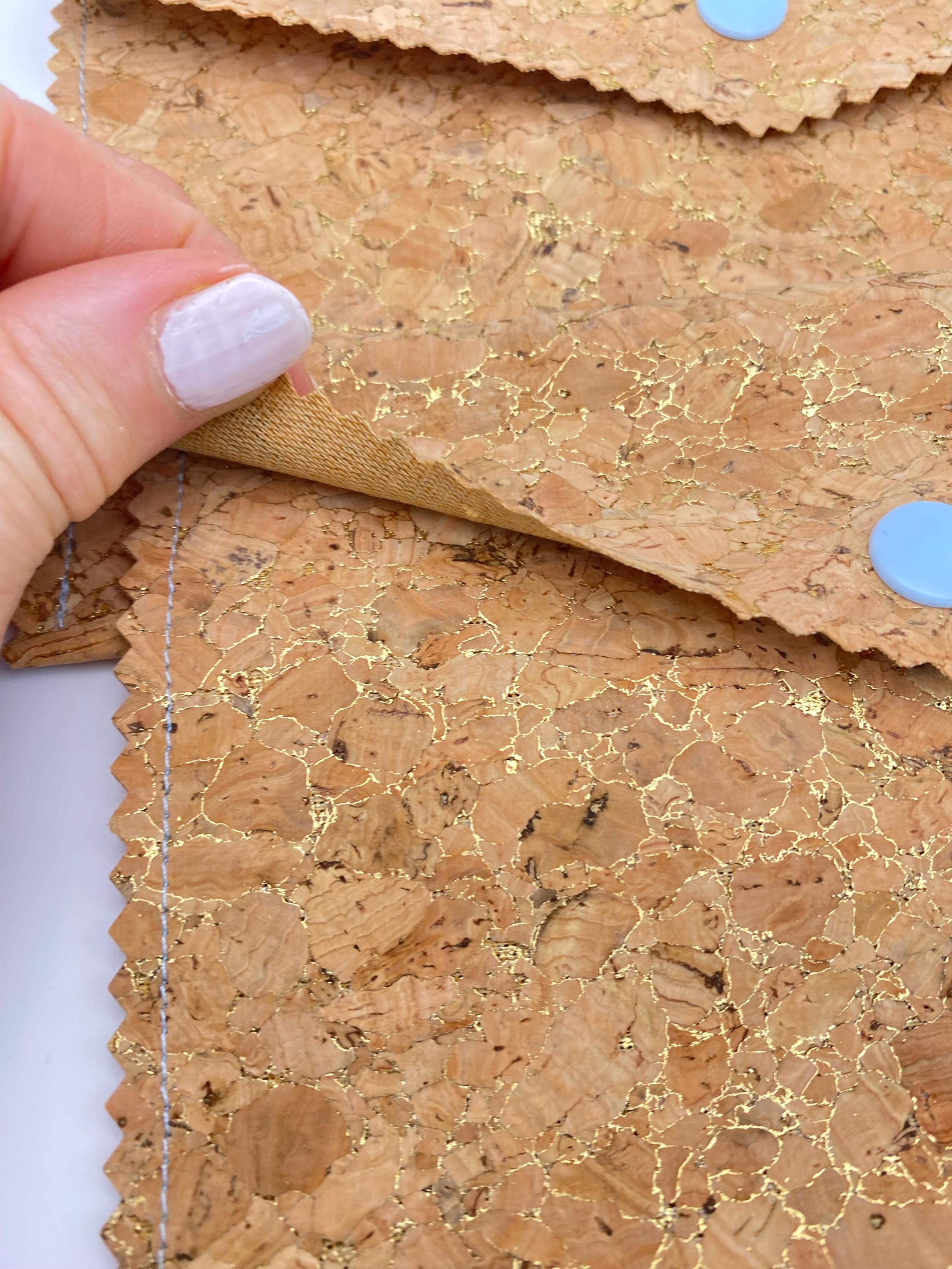 Handbag Organiser. Handmade Cork Large Wallet with Gold Flecks-Vegan Leather Phone, Documents Holder.