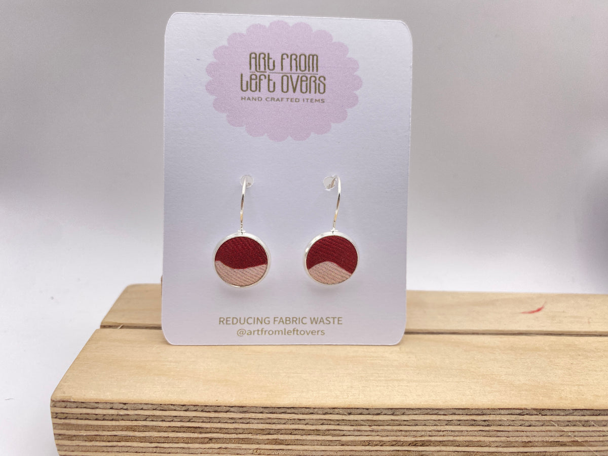 Upcycled Stunning Pink Two Tones Fabric Earrings – Handmade Leverback Hoops