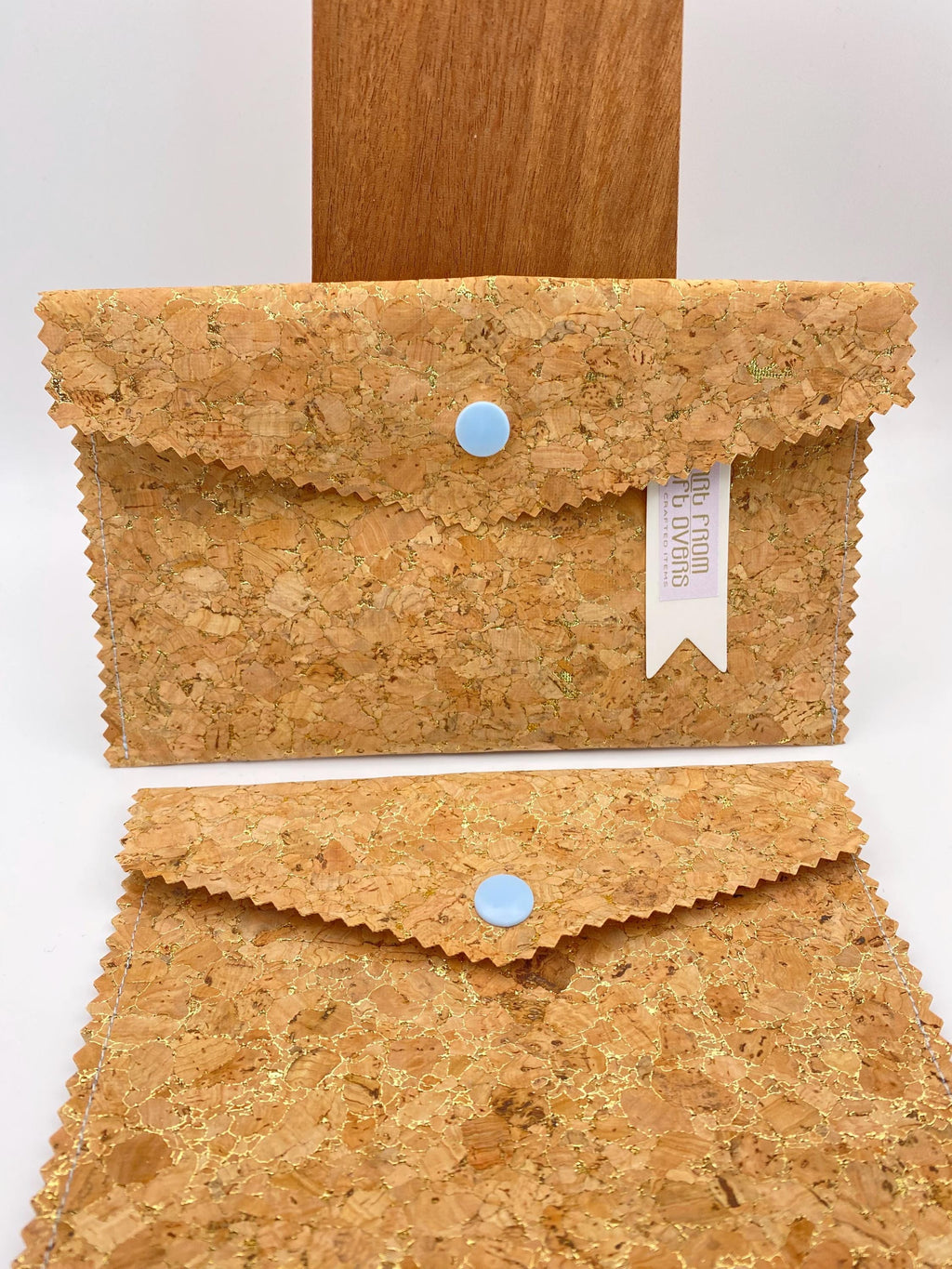Handbag Organiser. Handmade Cork Large Wallet with Gold Flecks-Vegan Leather Phone, Documents Holder.