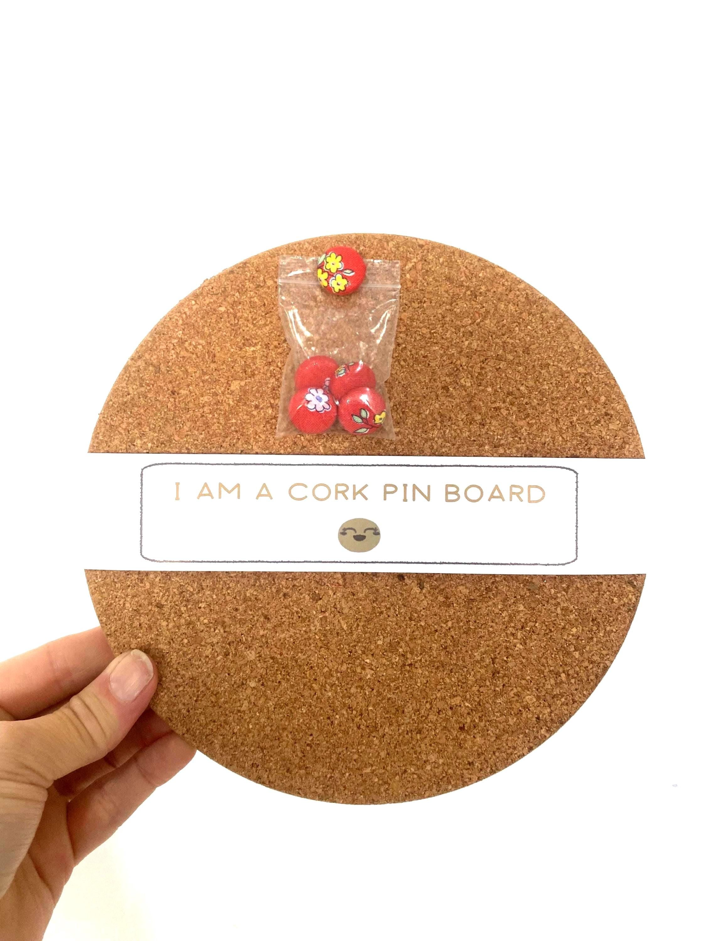 Liberty London Fabric Cork Pin Board with Floral Push Pins, Handmade Round Notice Board