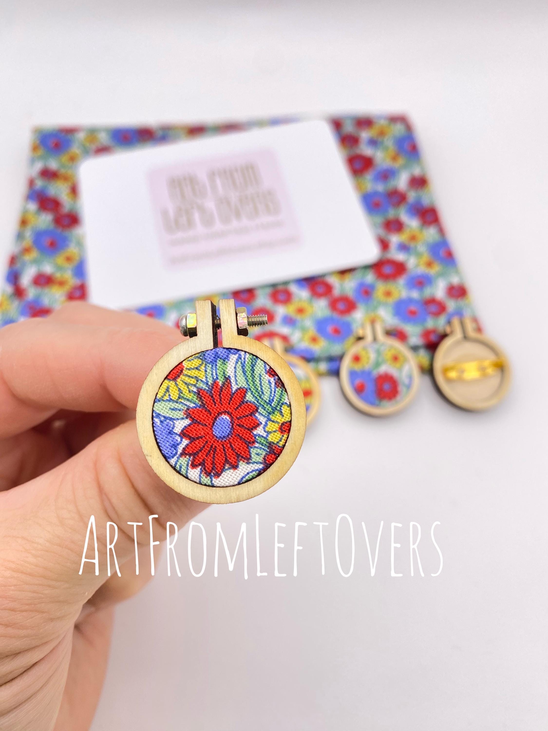 Liberty Fabric Brooch. Floral Embroidery Hoop Pin. Handmade Upcycled Fabric Gift for Her