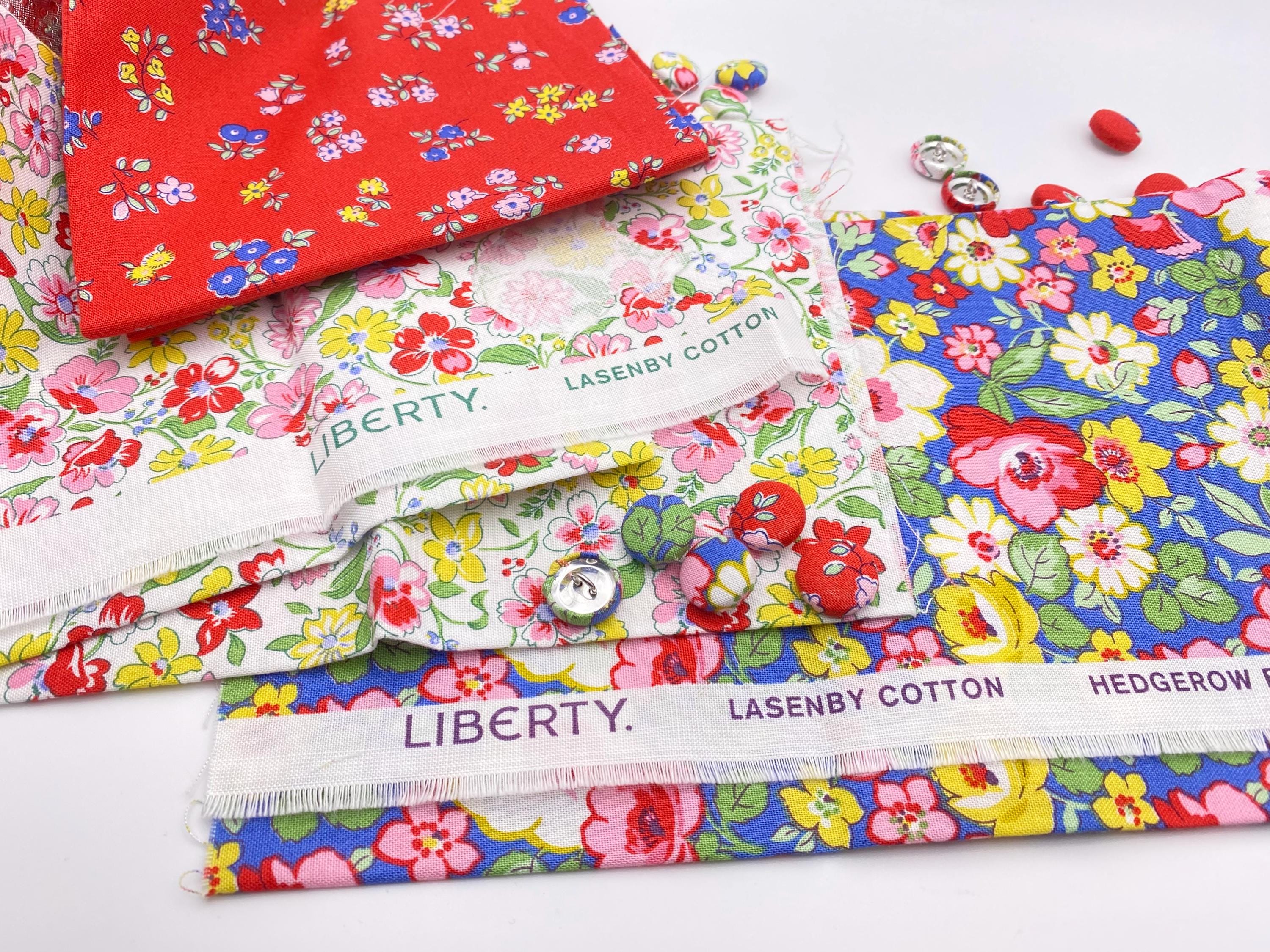 Liberty London Fabric Cork Pin Board with Floral Push Pins, Handmade Round Notice Board