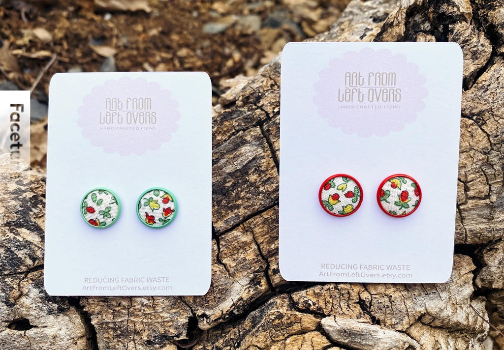 Liberty of London Fabric Stud Earrings – Floral Cabochon, Zero Waste