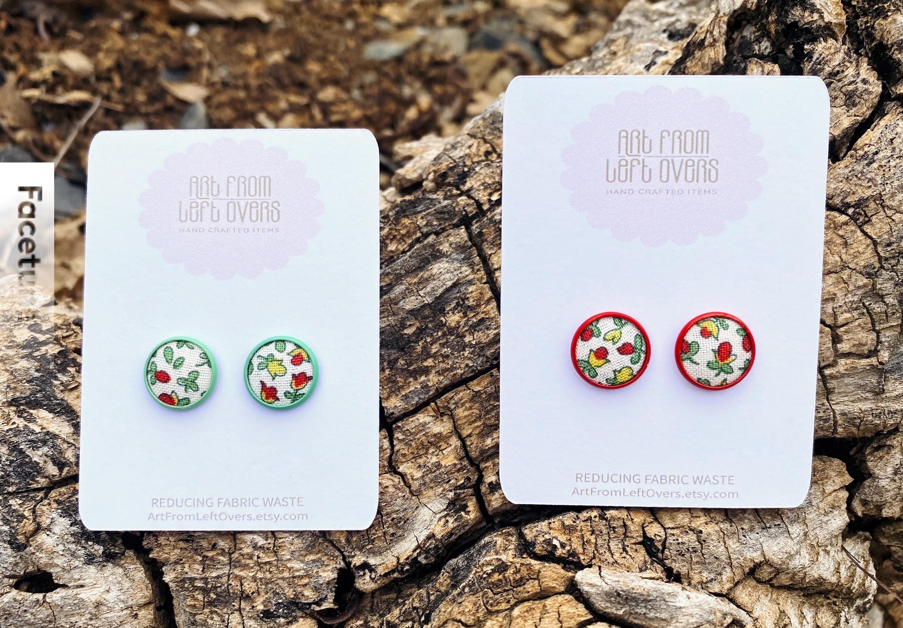 Liberty of London Fabric Stud Earrings – Floral Cabochon, Zero Waste