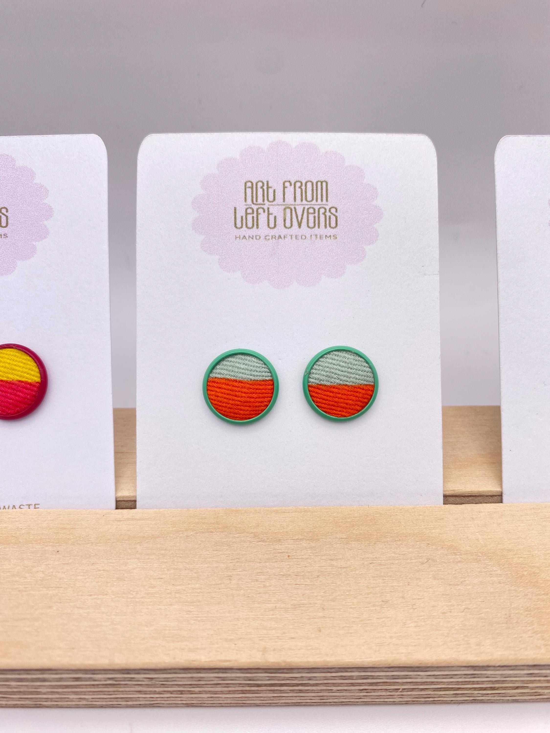 Stud Earrings. Colourful Fabric Collection –Zero Waste