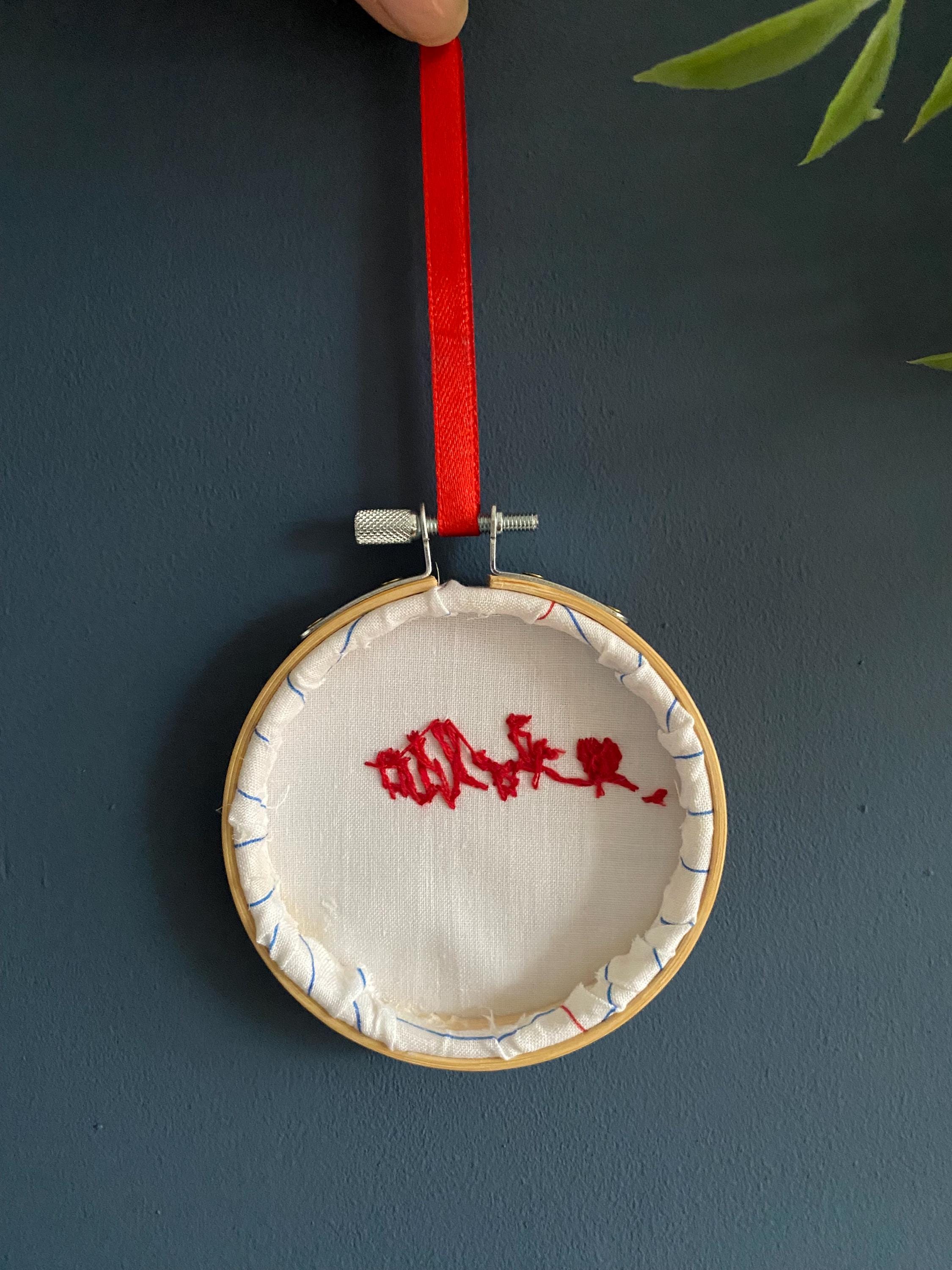 Hand Embroidered Mini Hoop Art –  'Hello'