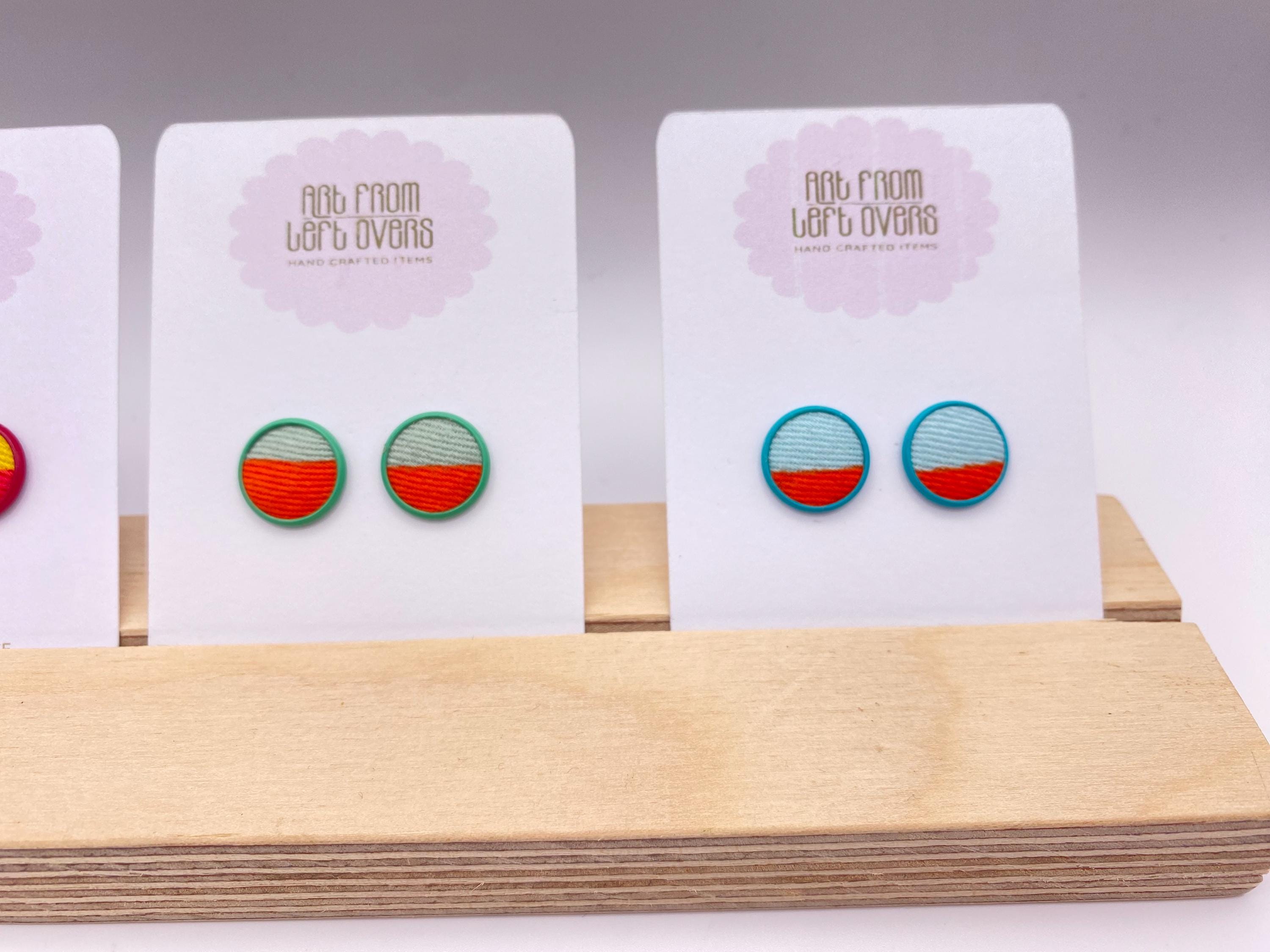 Stud Earrings. Colourful Fabric Collection –Zero Waste