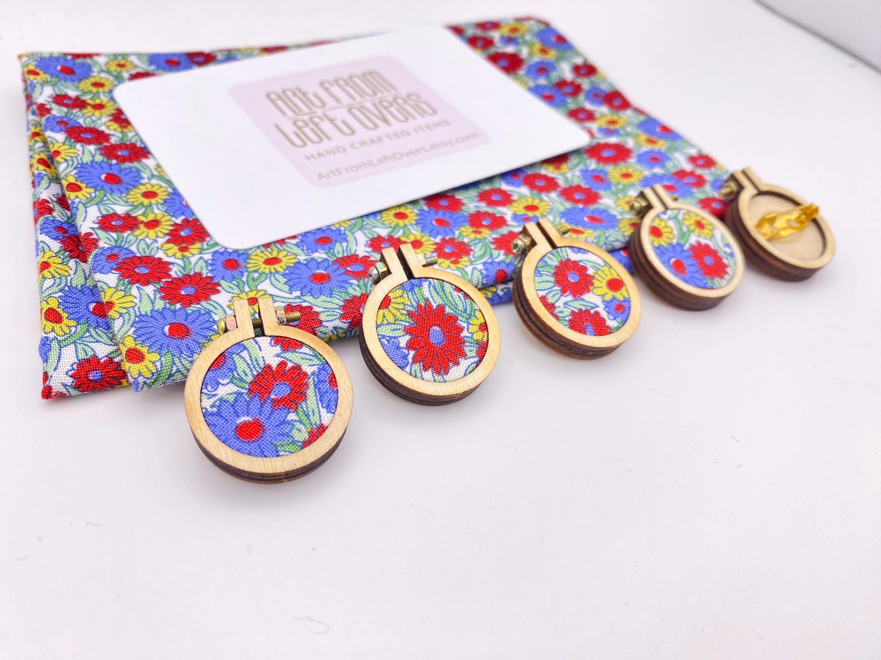 Liberty Fabric Brooch. Floral Embroidery Hoop Pin. Handmade Upcycled Fabric Gift for Her