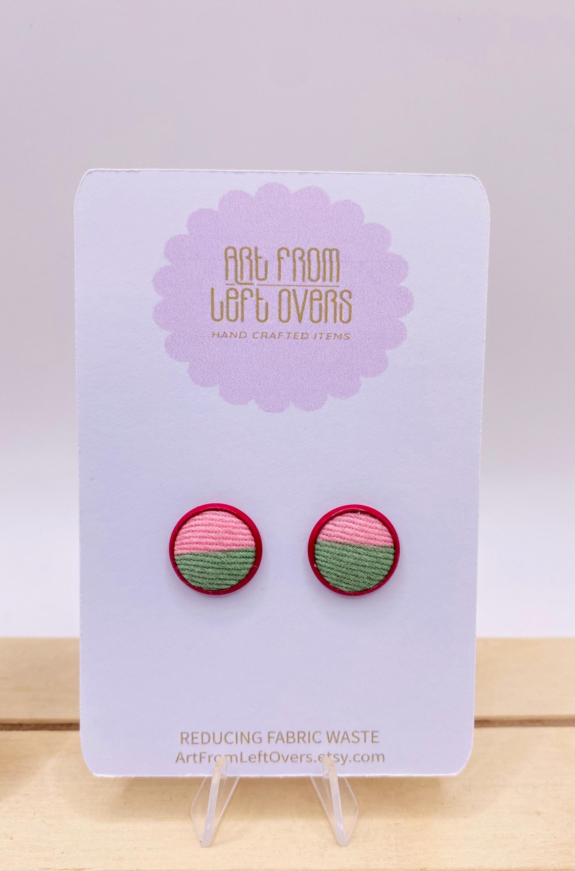 Stud Earrings. Colourful Fabric Collection –Zero Waste