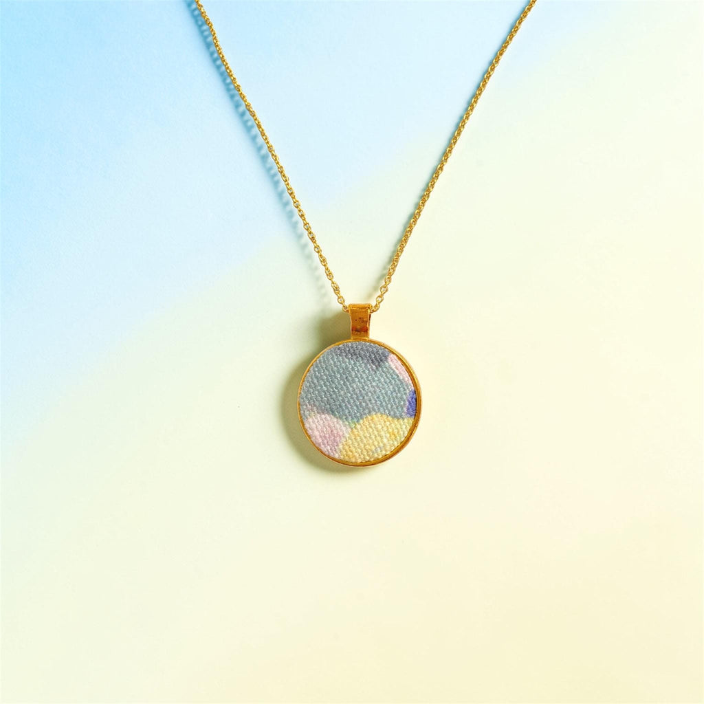 Blue & Yellow Upcycled Fabric Pendant Necklace – Handmade Eco Jewellery