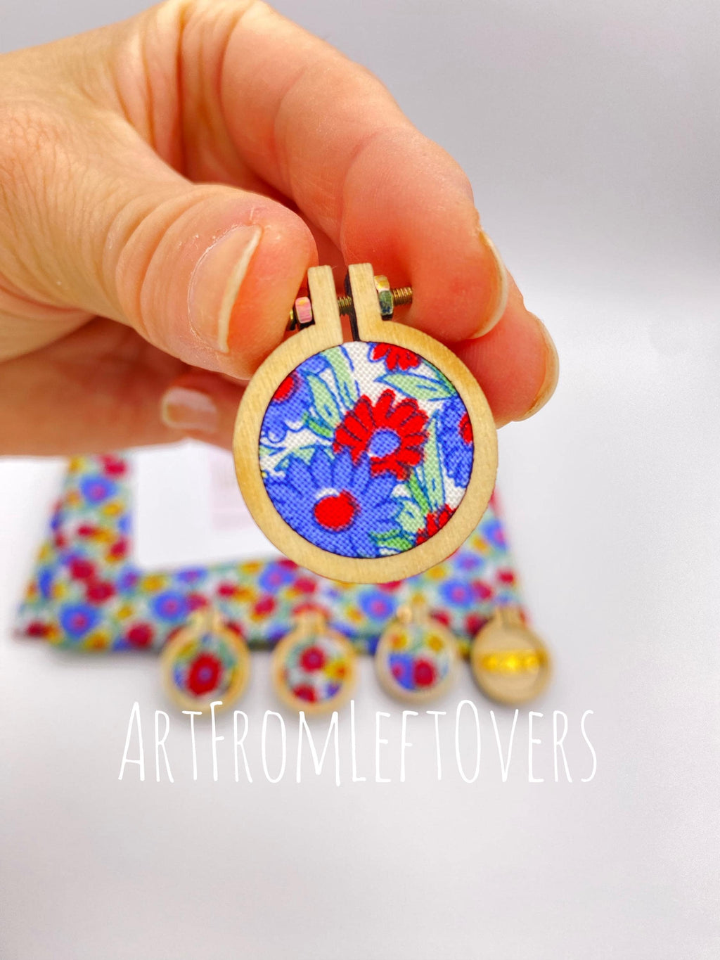 Liberty Fabric Brooch. Floral Embroidery Hoop Pin. Handmade Upcycled Fabric Gift for Her