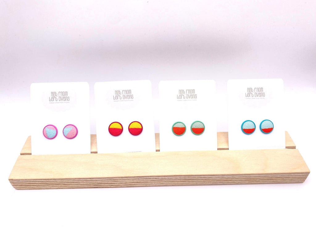 Stud Earrings. Colourful Fabric Collection –Zero Waste