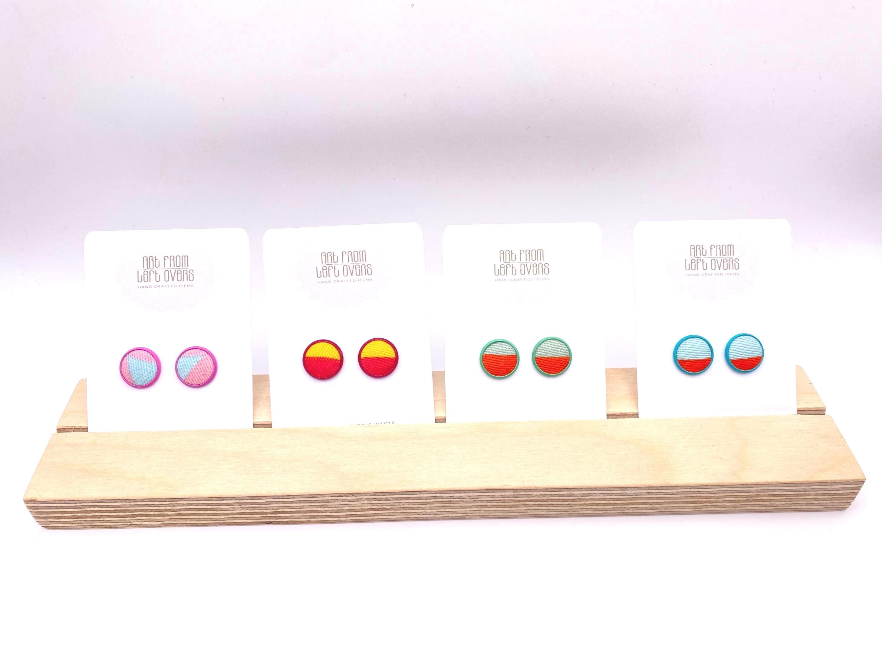Stud Earrings. Colourful Fabric Collection –Zero Waste