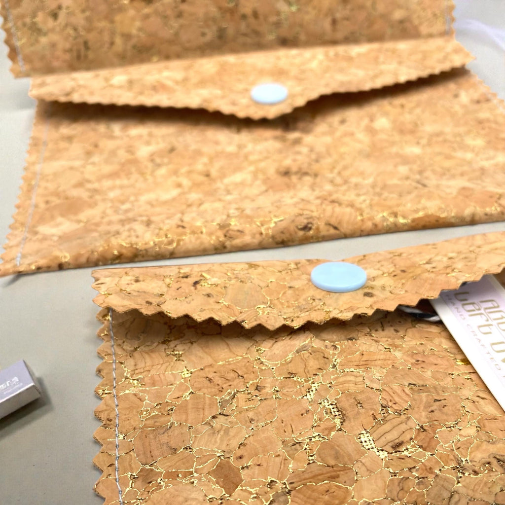 Handbag Organiser. Handmade Cork Large Wallet with Gold Flecks-Vegan Leather Phone, Documents Holder.