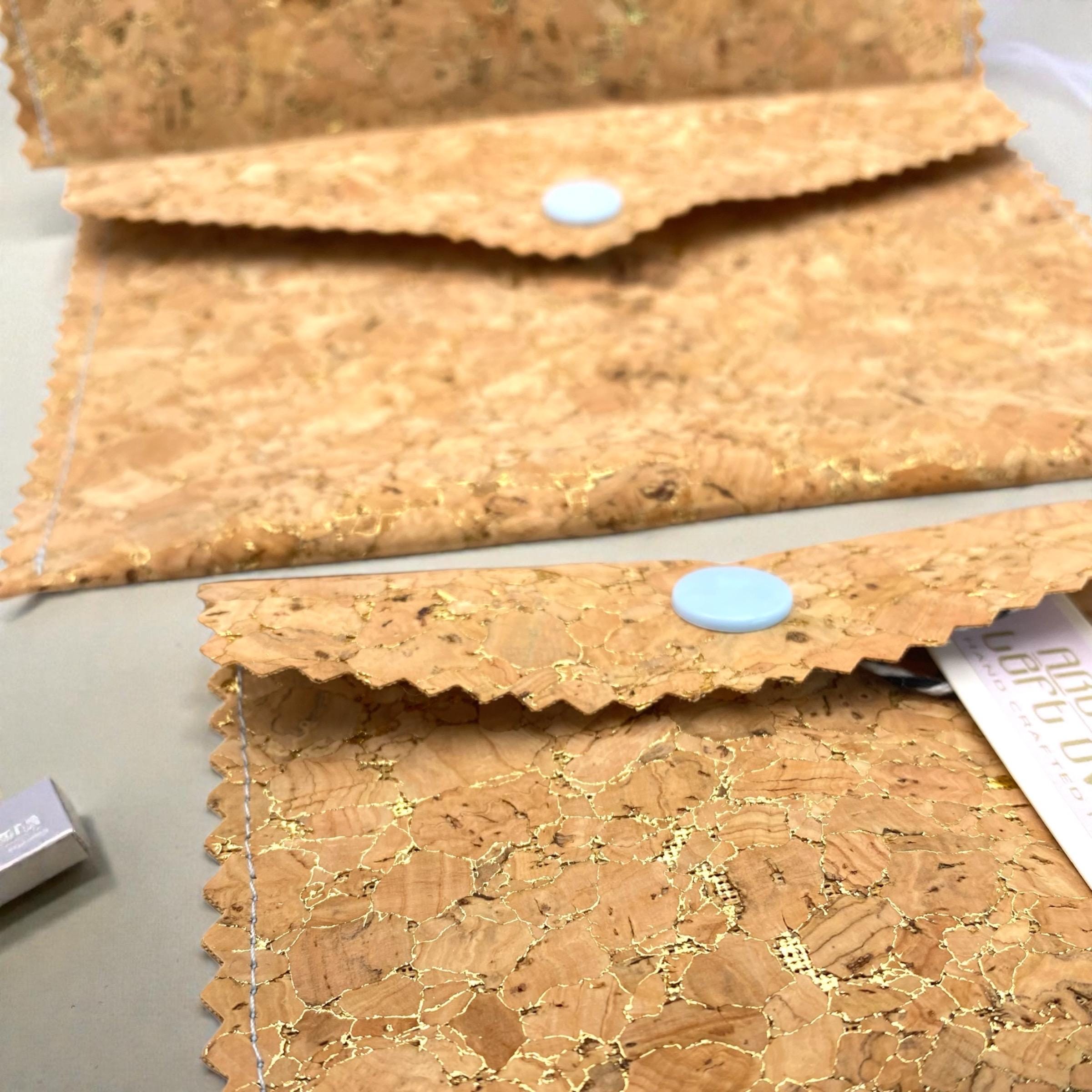 Handbag Organiser. Handmade Cork Large Wallet with Gold Flecks-Vegan Leather Phone, Documents Holder.