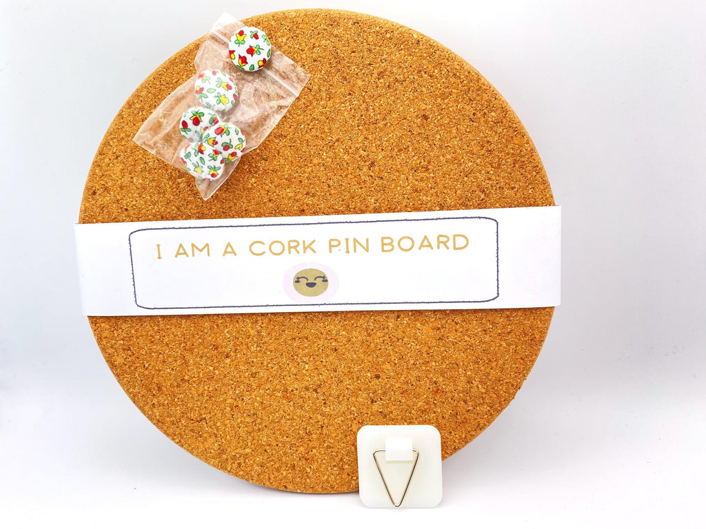 Liberty London Fabric Cork Pin Board with Floral Push Pins, Handmade Mini Bulletin Board