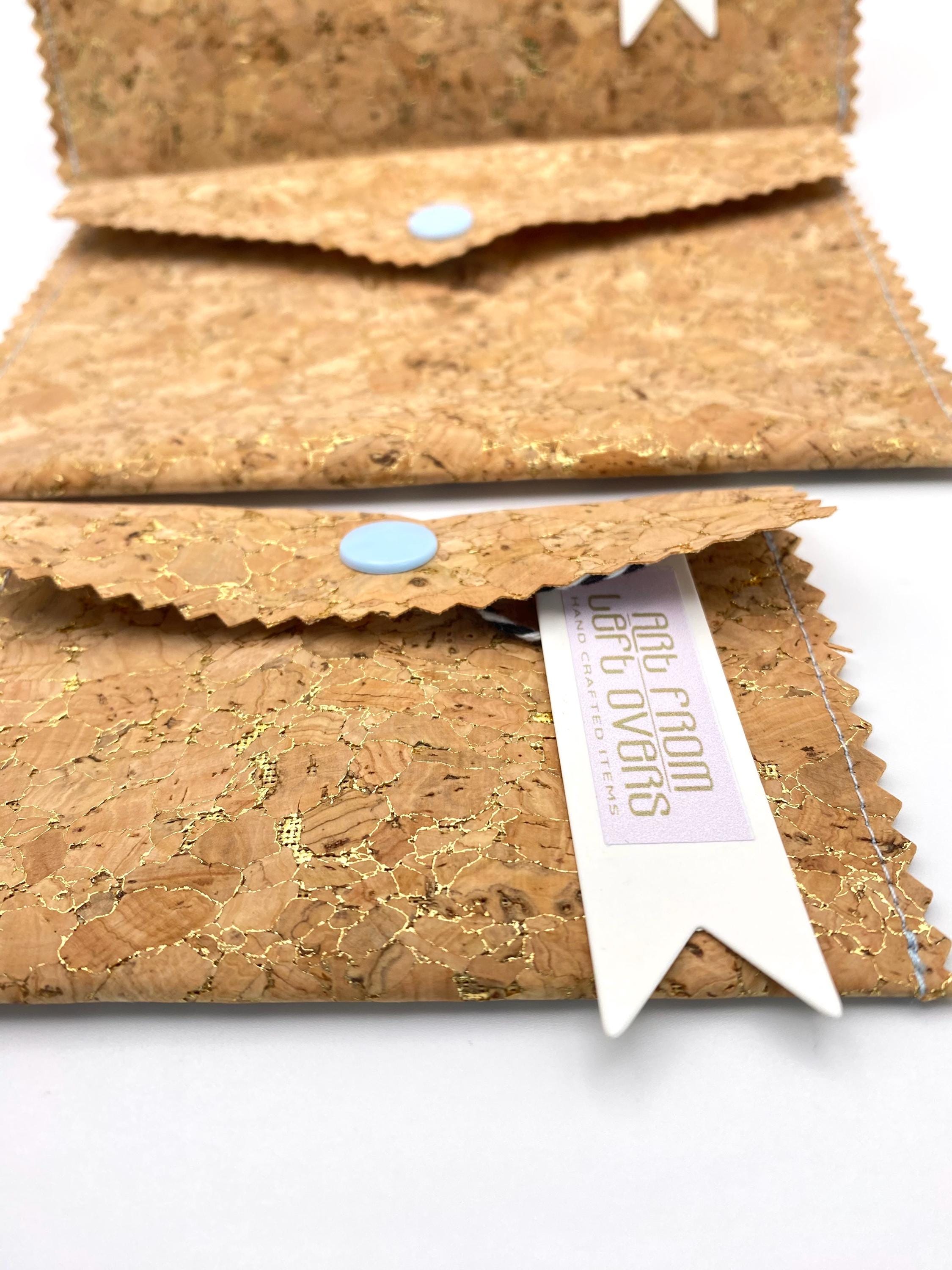 Handbag Organiser. Handmade Cork Large Wallet with Gold Flecks-Vegan Leather Phone, Documents Holder.