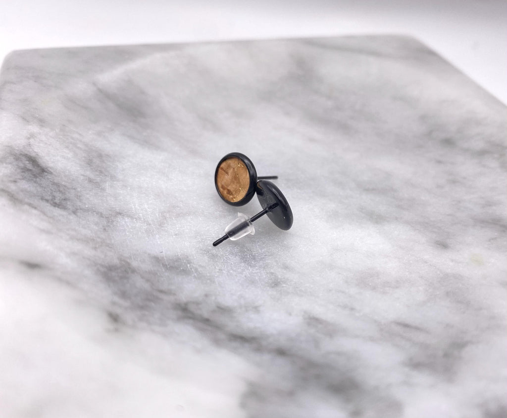 Cork Stud Earrings - Upcycled Fabric, Eco Friendly Jewelry Gift