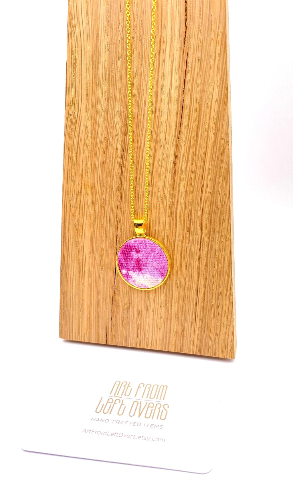 Upcycled Pink Pendant Necklace – Eco Friendly & Handmade Jewellery