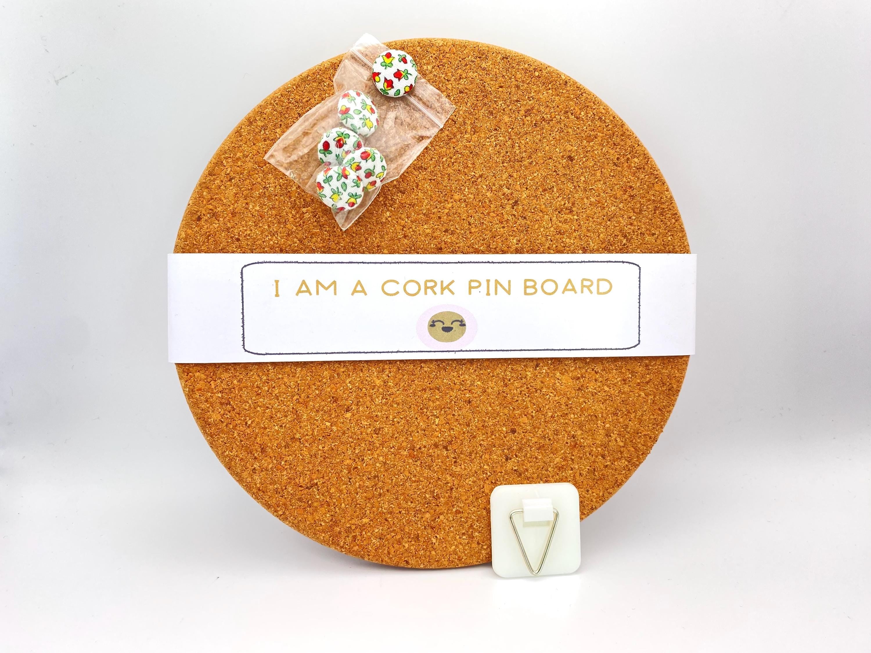 Liberty London Fabric Cork Pin Board with Floral Push Pins, Handmade Mini Bulletin Board