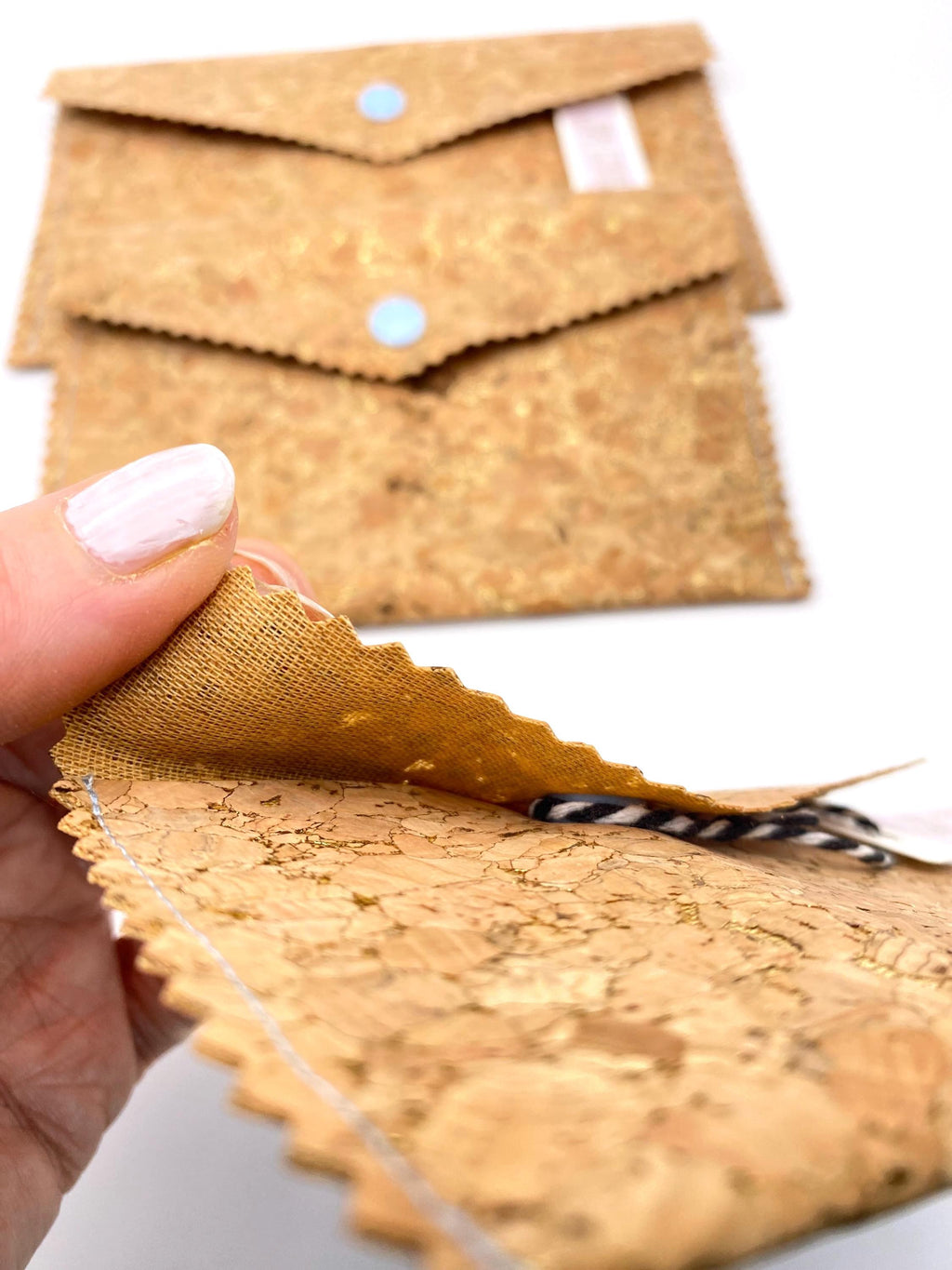 Handbag Organiser. Handmade Cork Large Wallet with Gold Flecks-Vegan Leather Phone, Documents Holder.