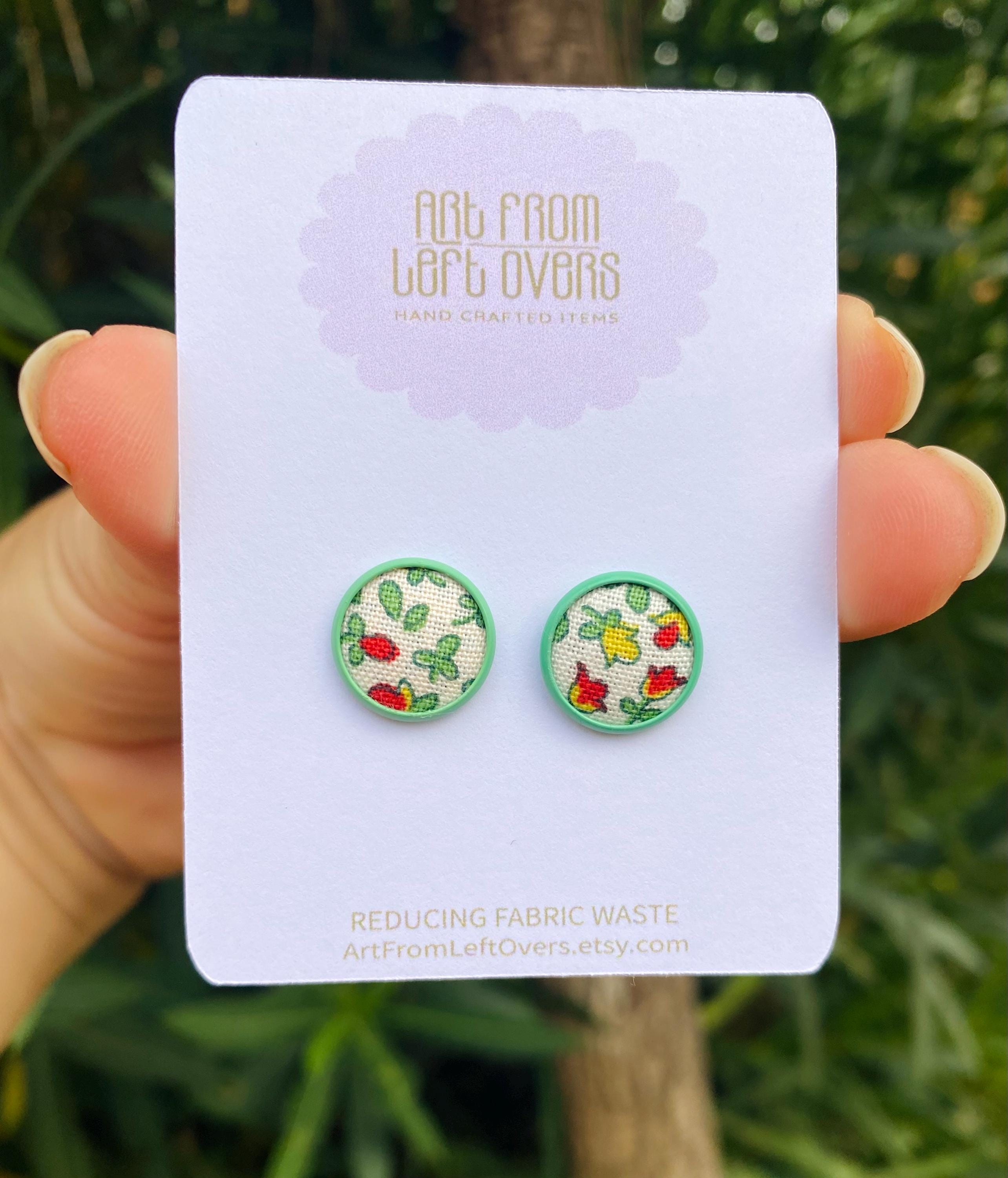 Liberty of London Fabric Stud Earrings – Floral Cabochon, Zero Waste