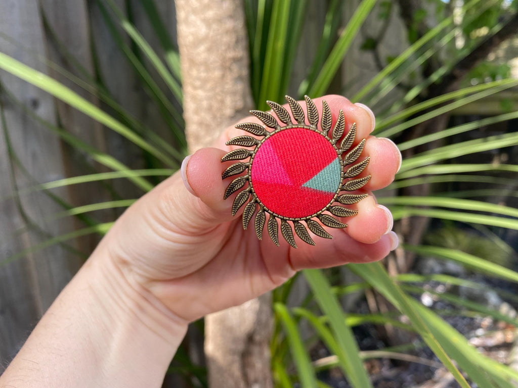 Upcycled Fabric Brooch: Handmade Brass-Style Pin