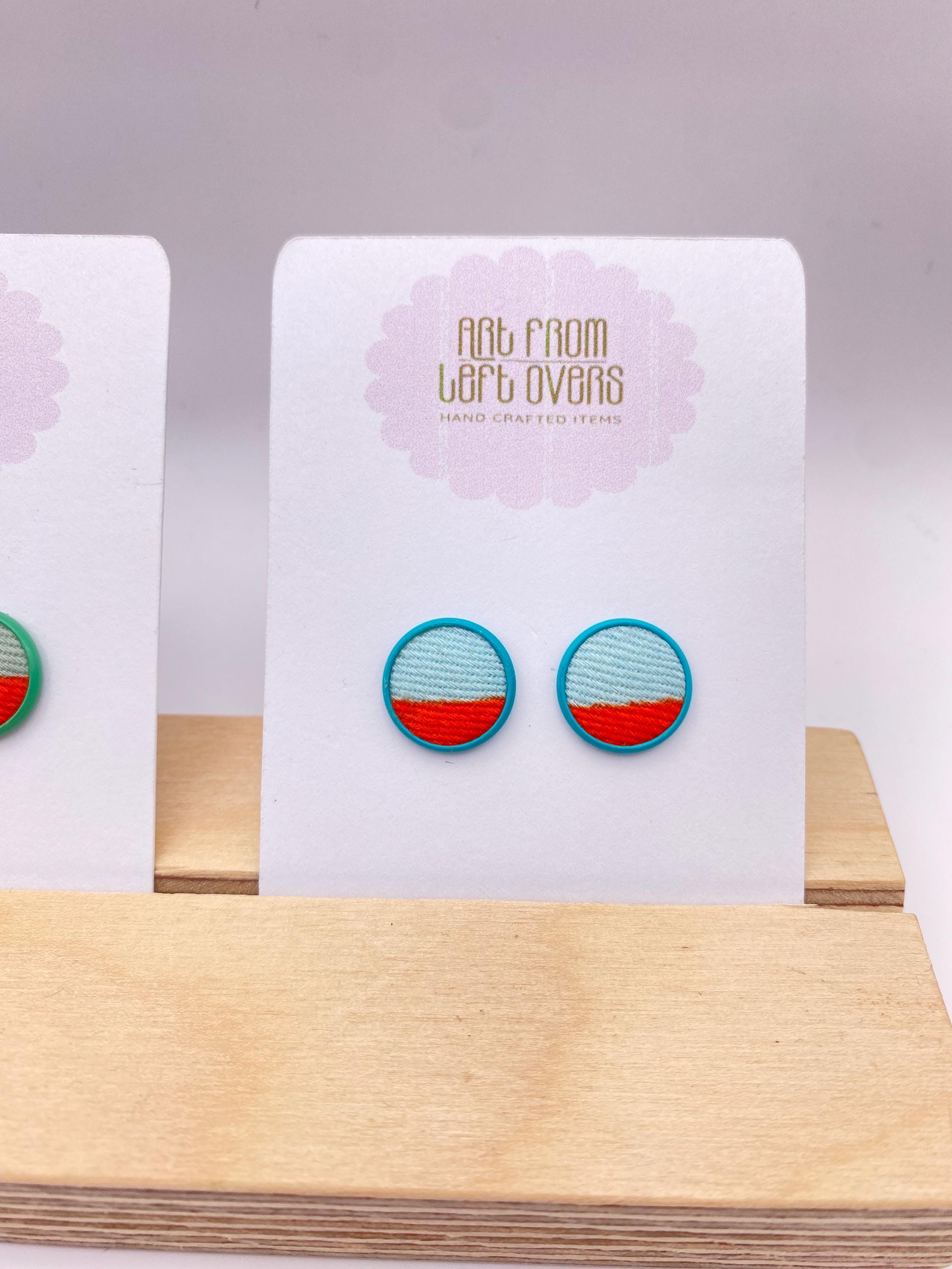 Stud Earrings. Colourful Fabric Collection –Zero Waste