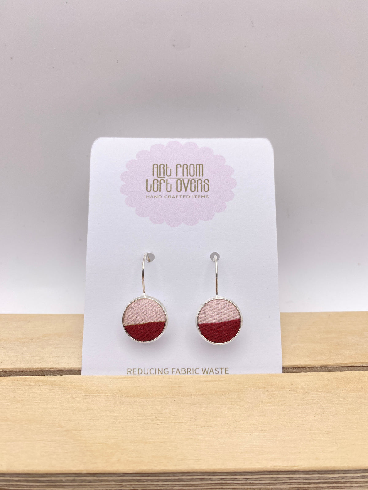 Upcycled Stunning Pink Two Tones Fabric Earrings – Handmade Leverback Hoops