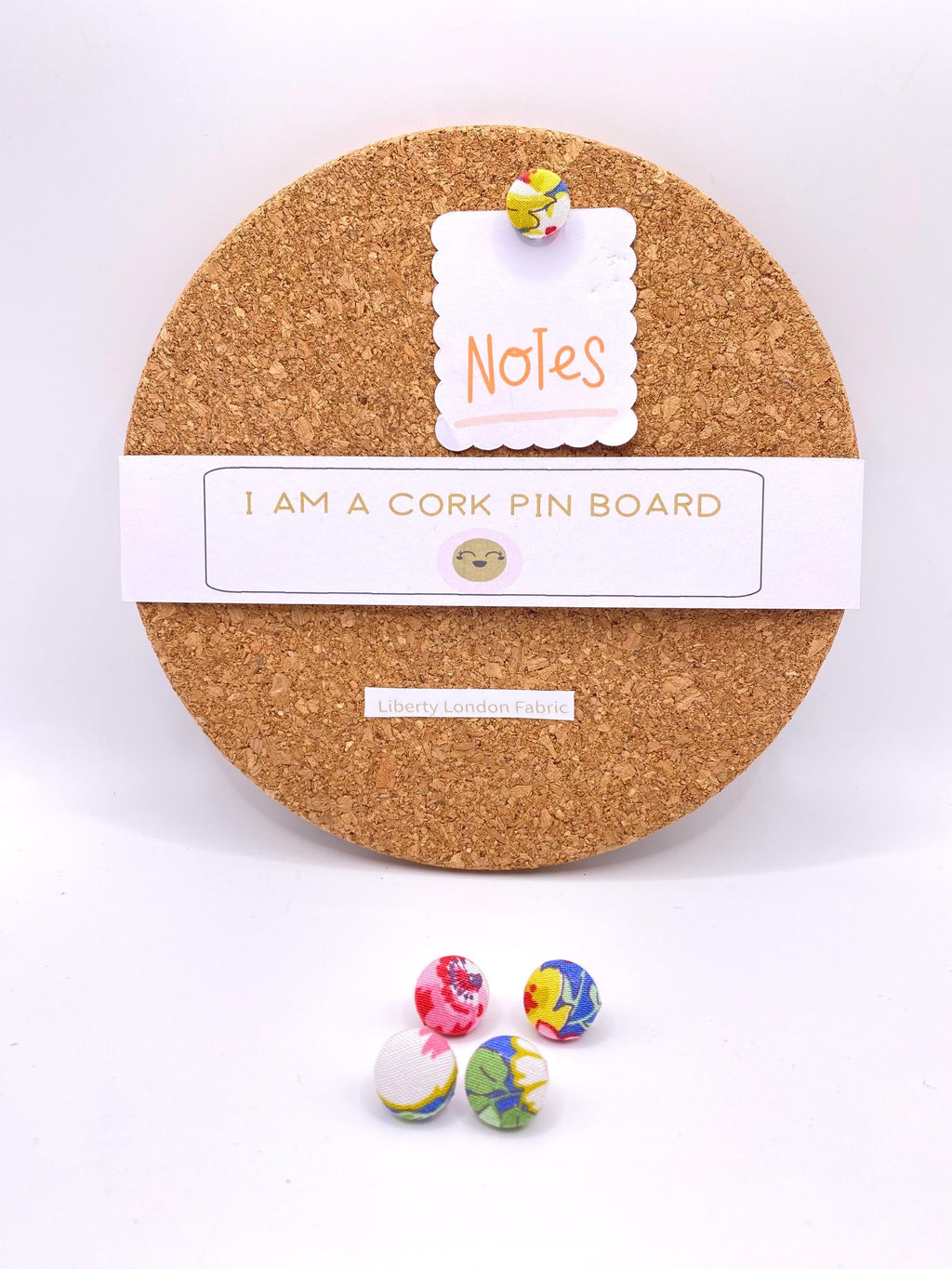 Liberty London Fabric Cork Board with Blue Floral Pins: Handmade Memo Board