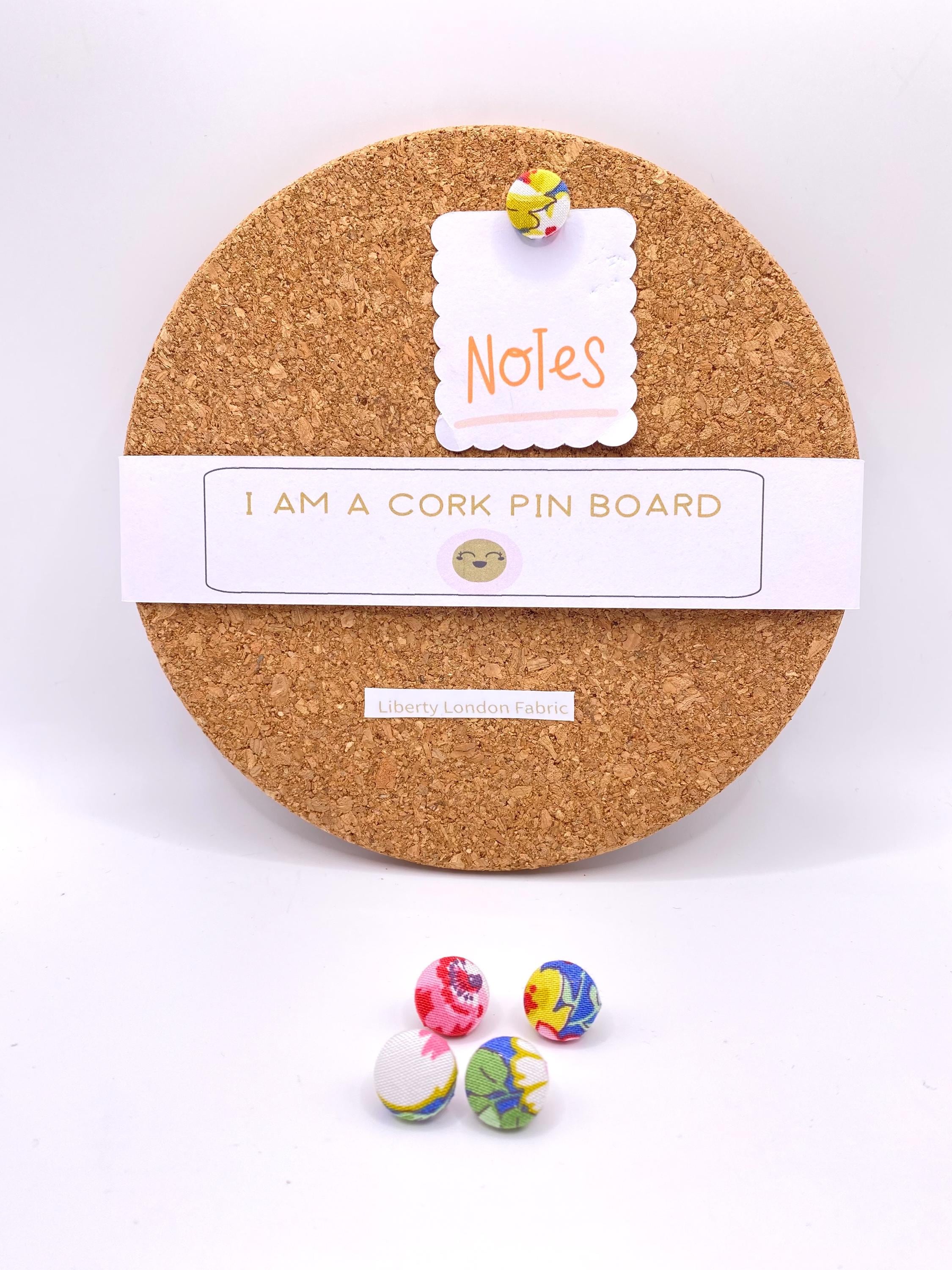Liberty London Fabric Cork Board with Blue Floral Pins: Handmade Memo Board