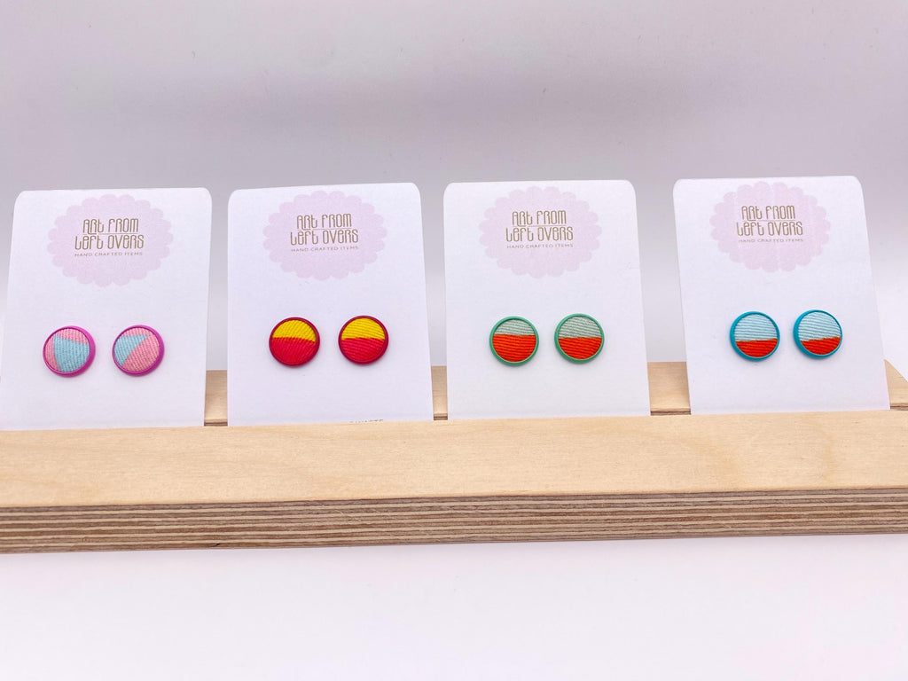 Stud Earrings. Colourful Fabric Collection –Zero Waste