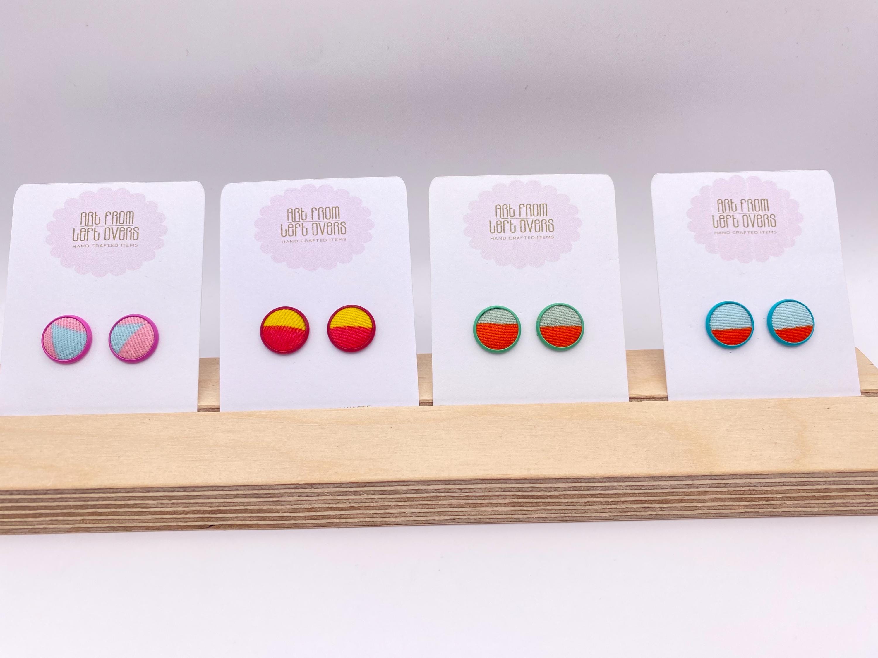 Stud Earrings. Colourful Fabric Collection –Zero Waste