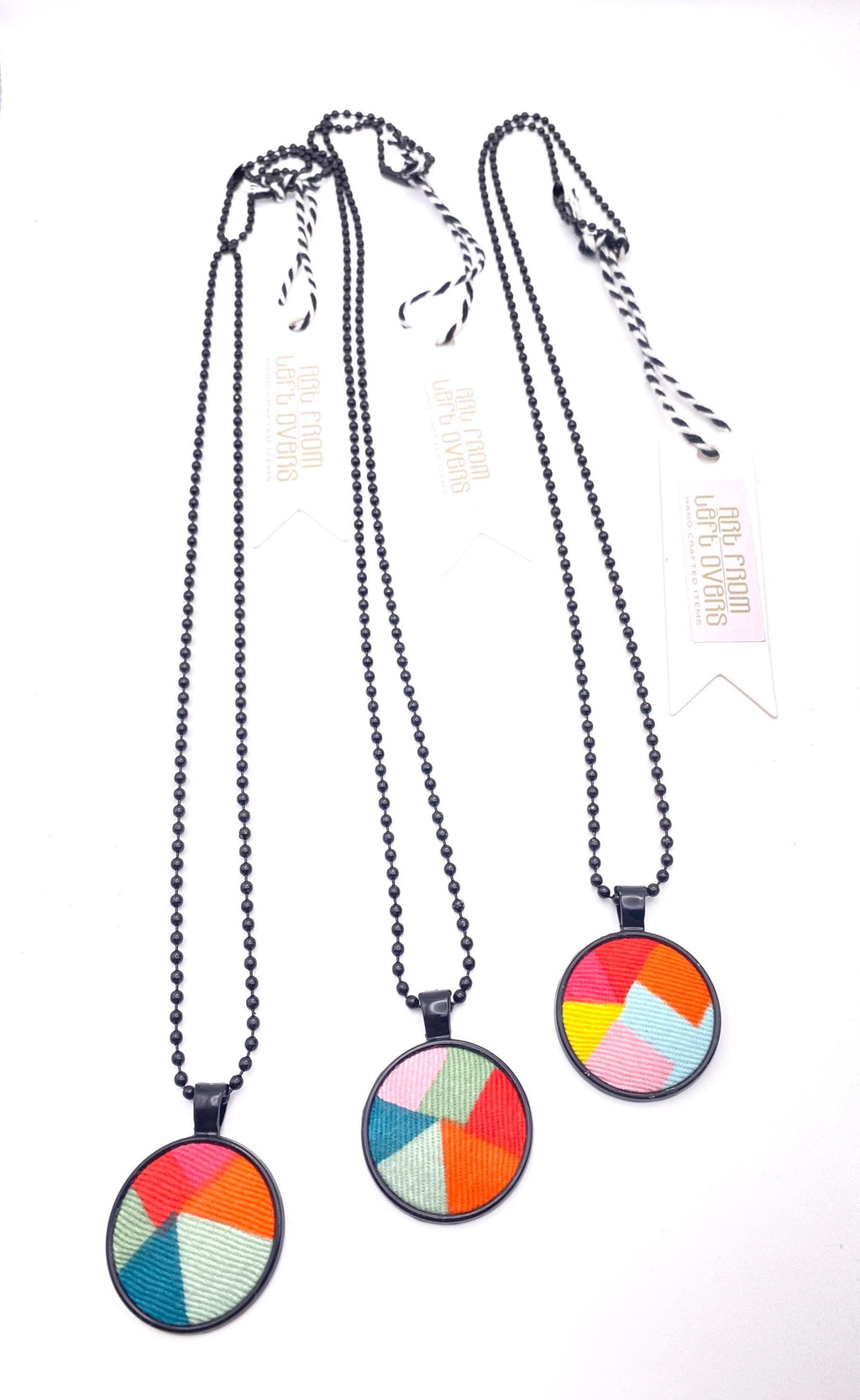 Eco-Friendly Pendant: Handmade Upcycled Fabric Necklace
