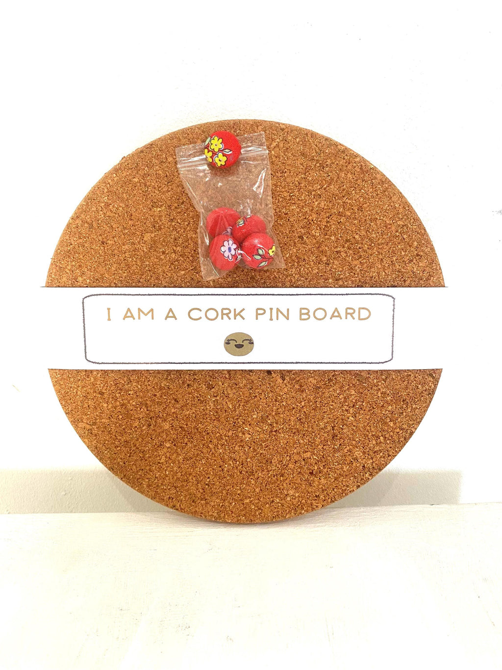 Liberty London Fabric Cork Pin Board with Floral Push Pins, Handmade Round Notice Board