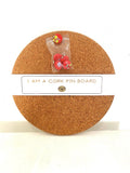 Liberty London Fabric Cork Pin Board with Floral Push Pins, Handmade Round Notice Board