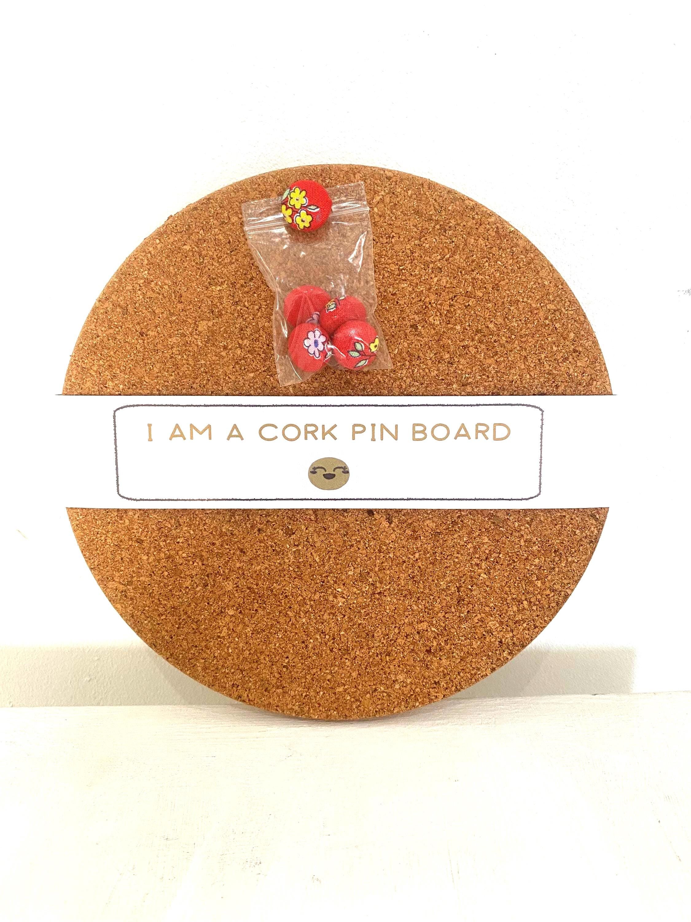Liberty London Fabric Cork Pin Board with Floral Push Pins, Handmade Round Notice Board