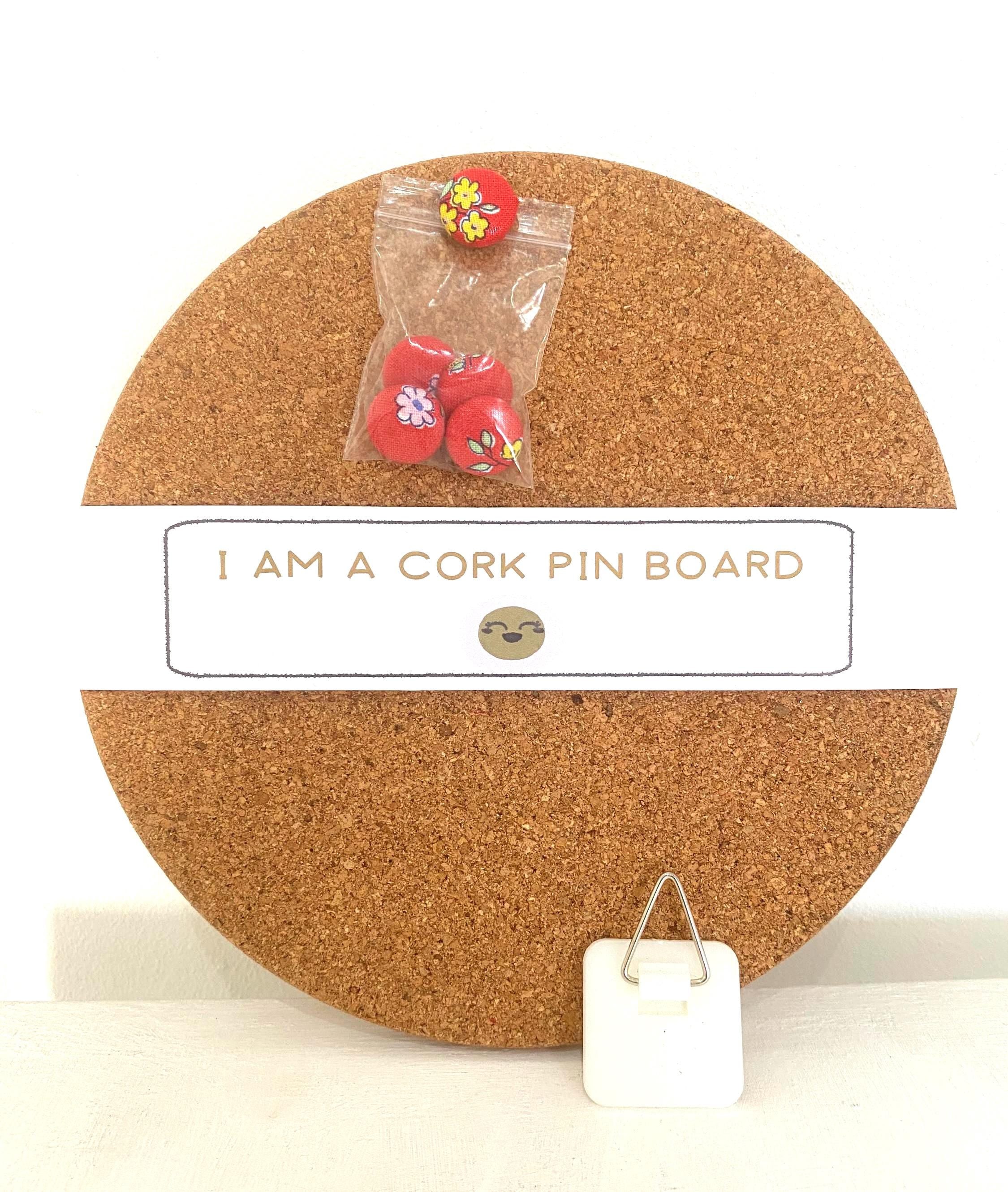 Liberty London Fabric Cork Pin Board with Floral Push Pins, Handmade Round Notice Board