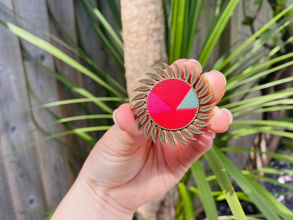 Upcycled Fabric Brooch: Handmade Brass-Style Pin