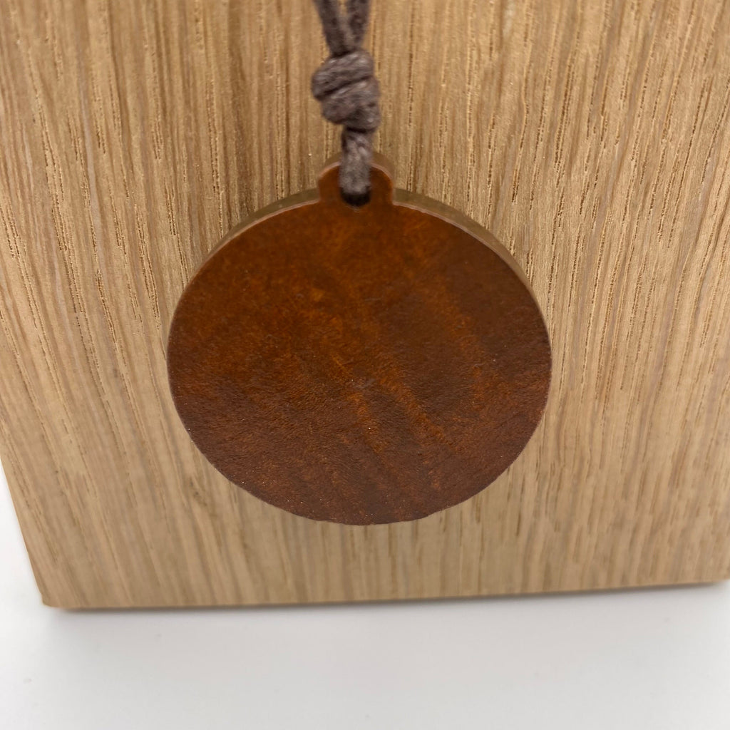 Handmade Floral Embroidery Necklace: Wooden Pendant, Adjustable Cord
