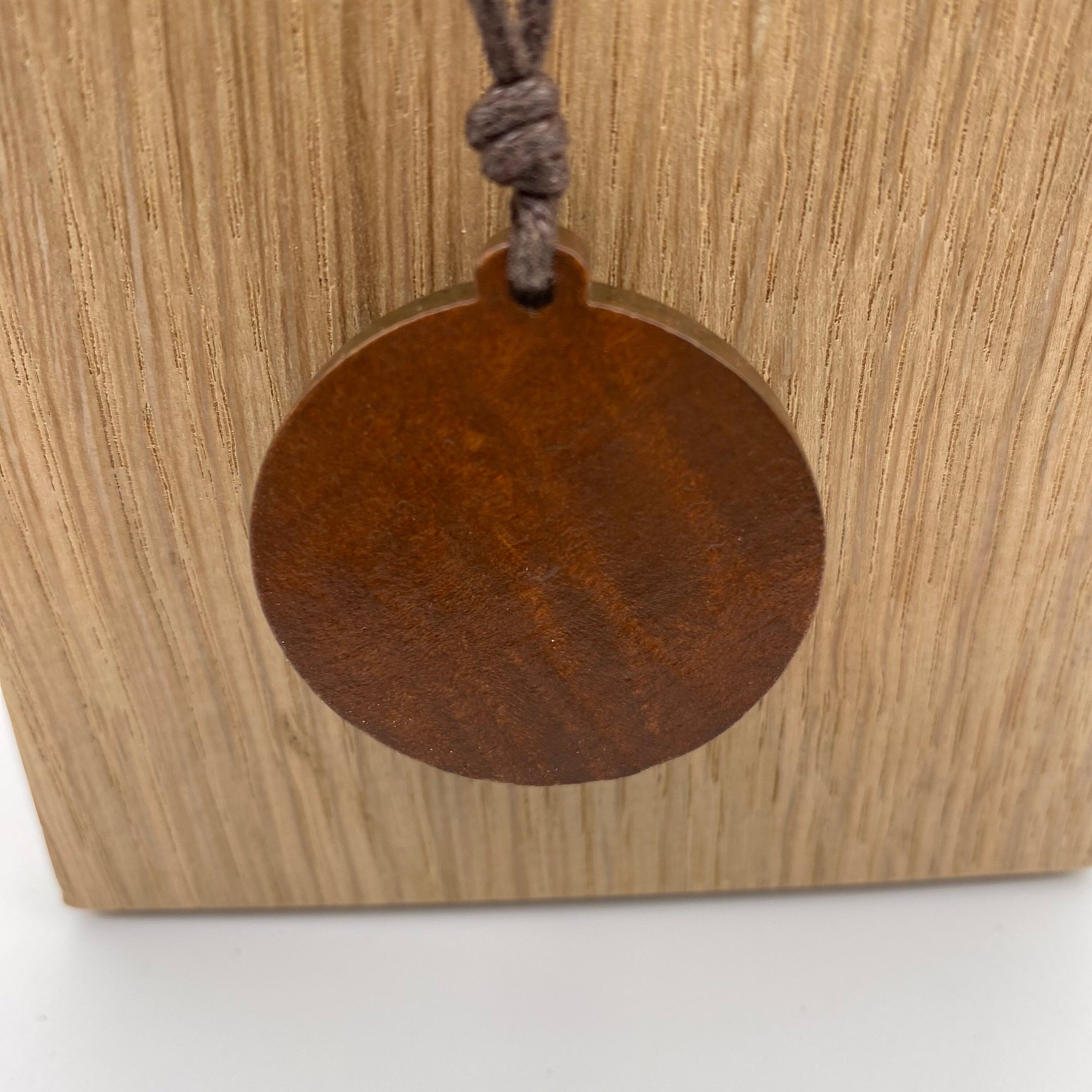 Handmade Floral Embroidery Necklace: Wooden Pendant, Adjustable Cord