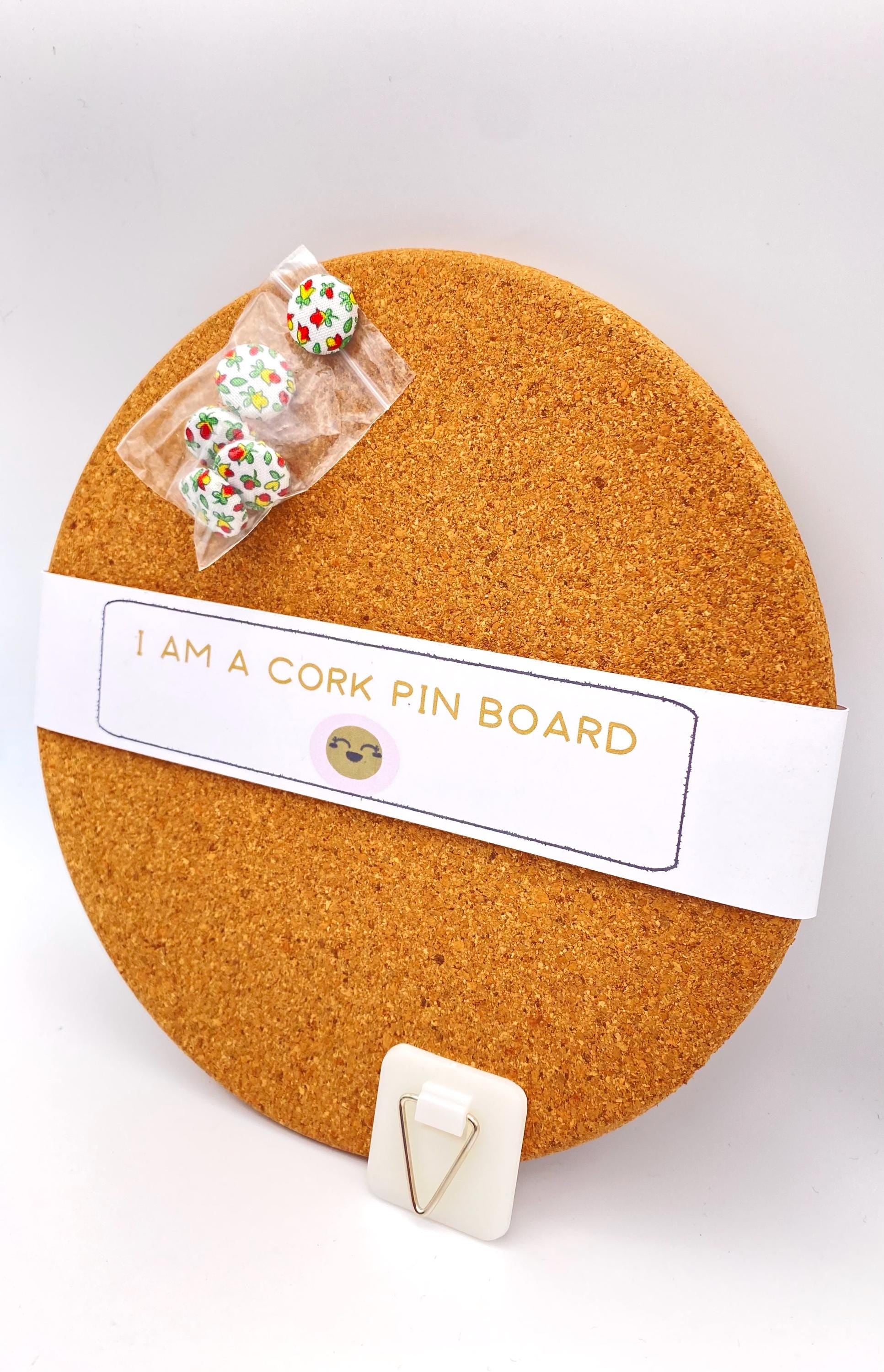 Liberty London Fabric Cork Pin Board with Floral Push Pins, Handmade Mini Bulletin Board