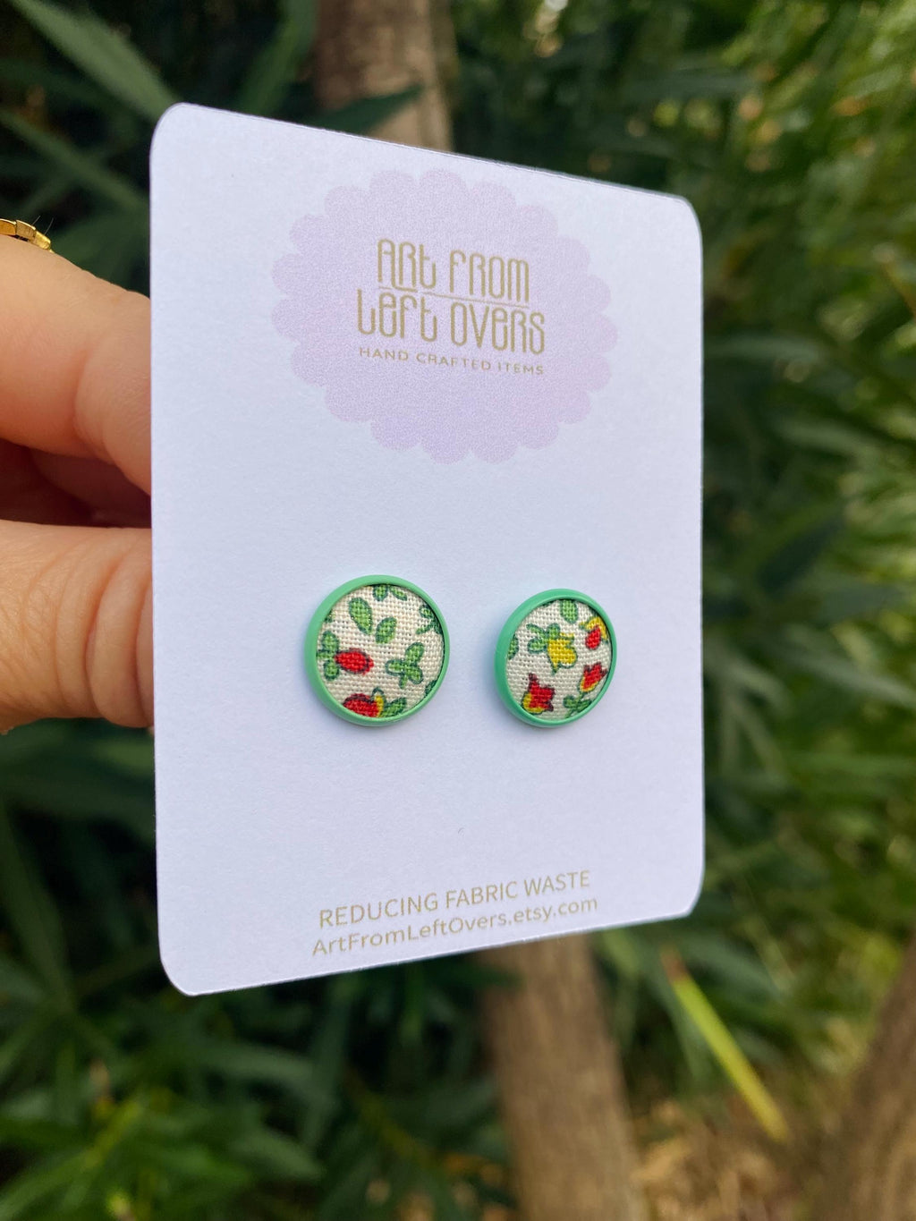 Liberty of London Fabric Stud Earrings – Floral Cabochon, Zero Waste