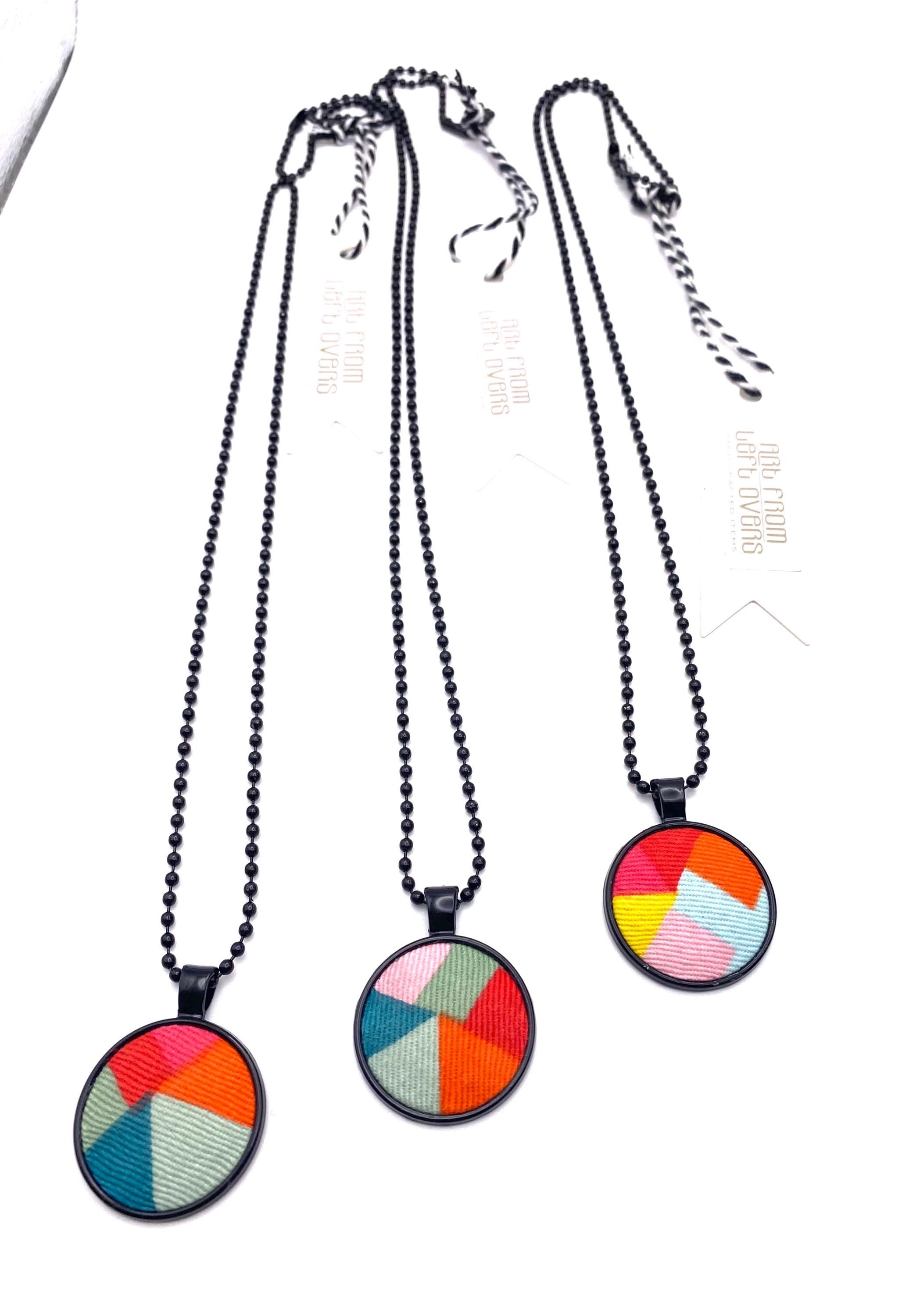 Eco-Friendly Pendant: Handmade Upcycled Fabric Necklace