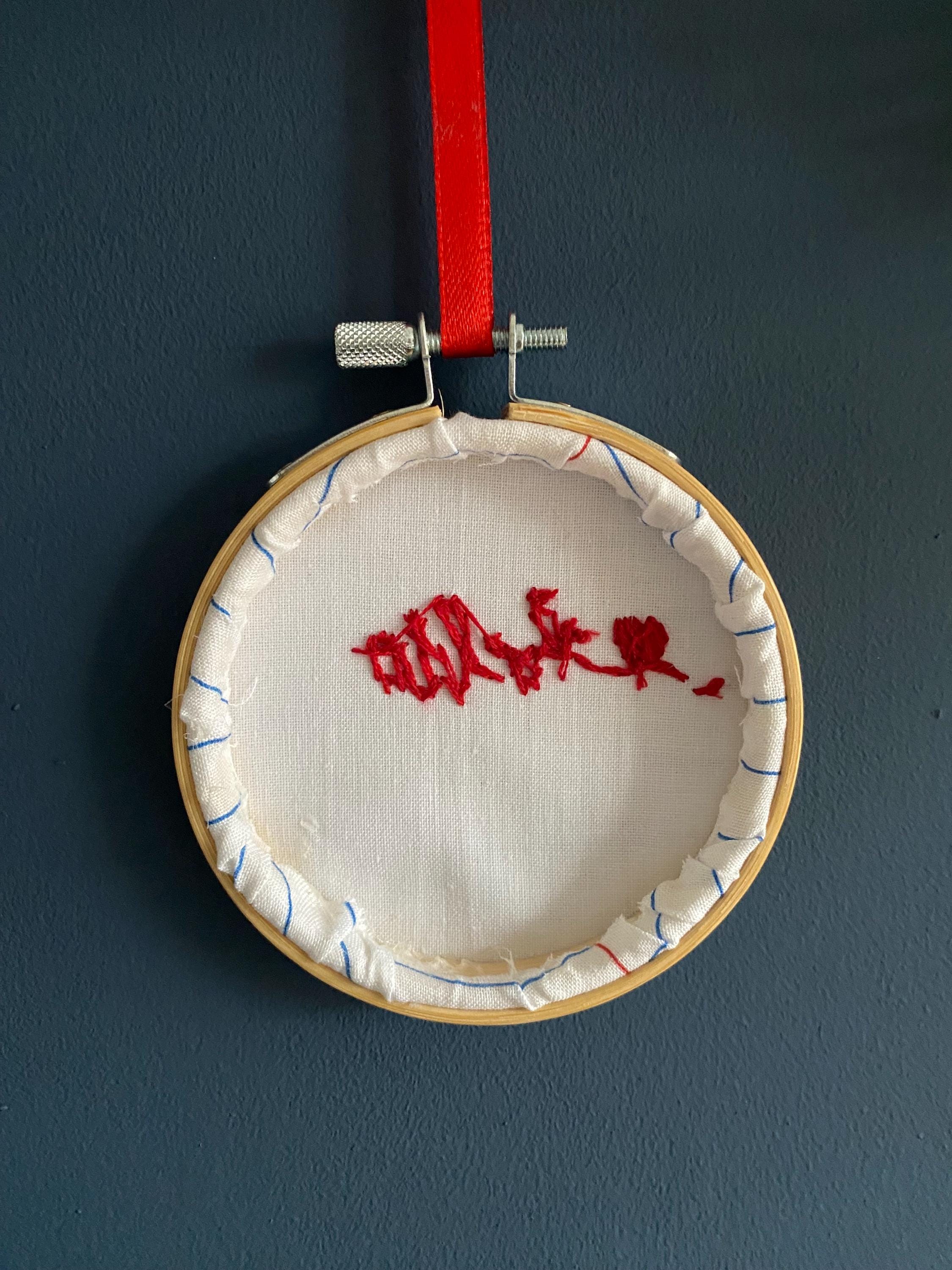 Hand Embroidered Mini Hoop Art –  'Hello'