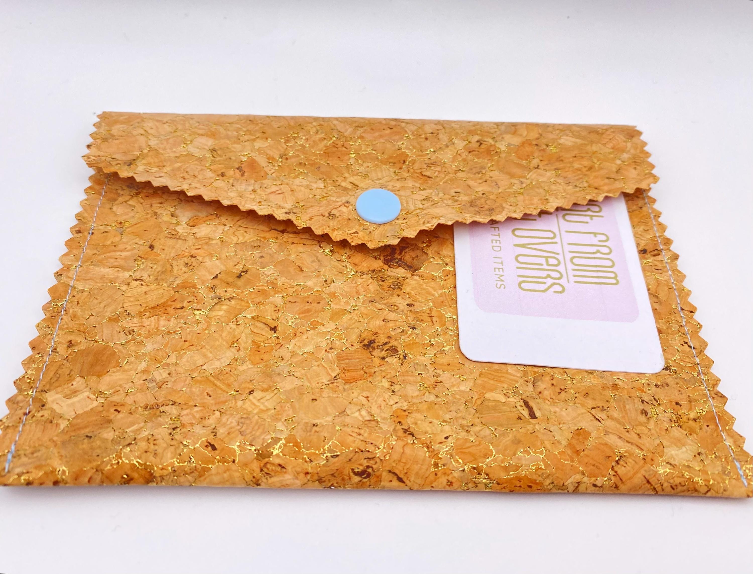 Handmade Cork Wallet with Golden Flecks - Vegan Leather Passport Holder. Handbag Organiser