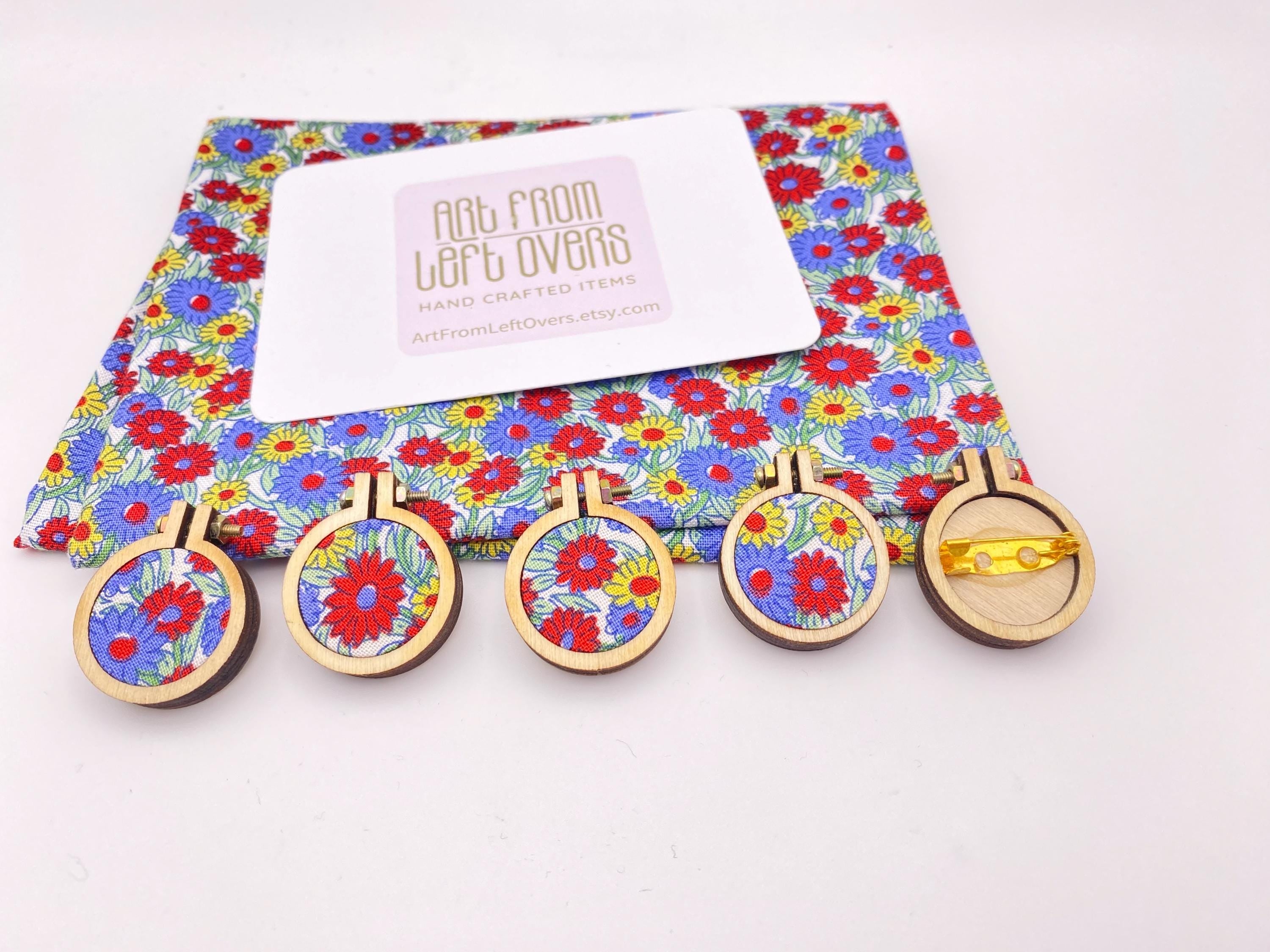 Liberty Fabric Brooch. Floral Embroidery Hoop Pin. Handmade Upcycled Fabric Gift for Her